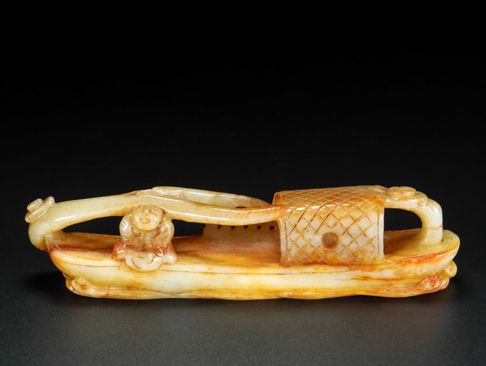 An Exquisite White Jade Character boating Ornament - 4