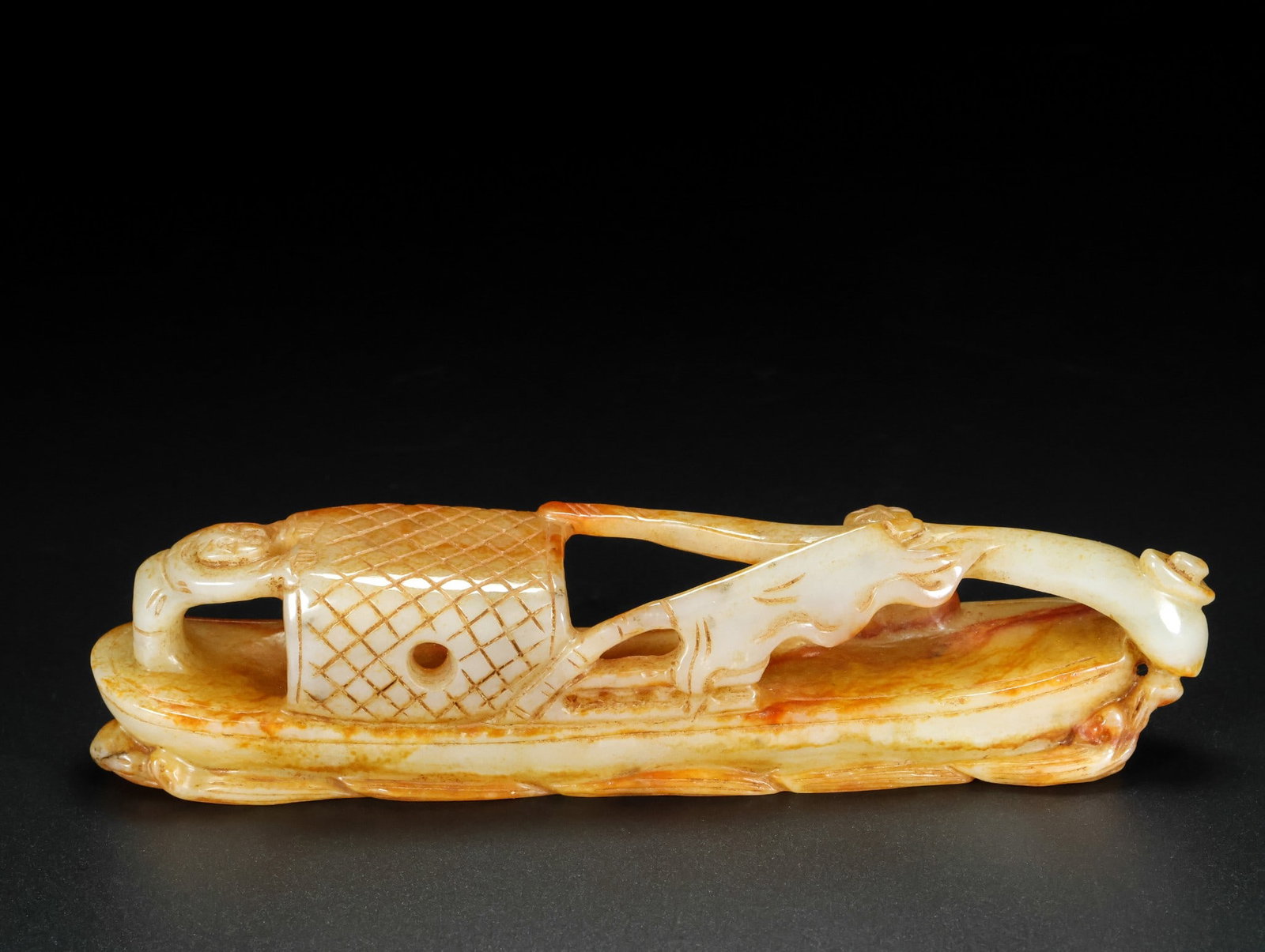An Exquisite White Jade Character boating Ornament - 7