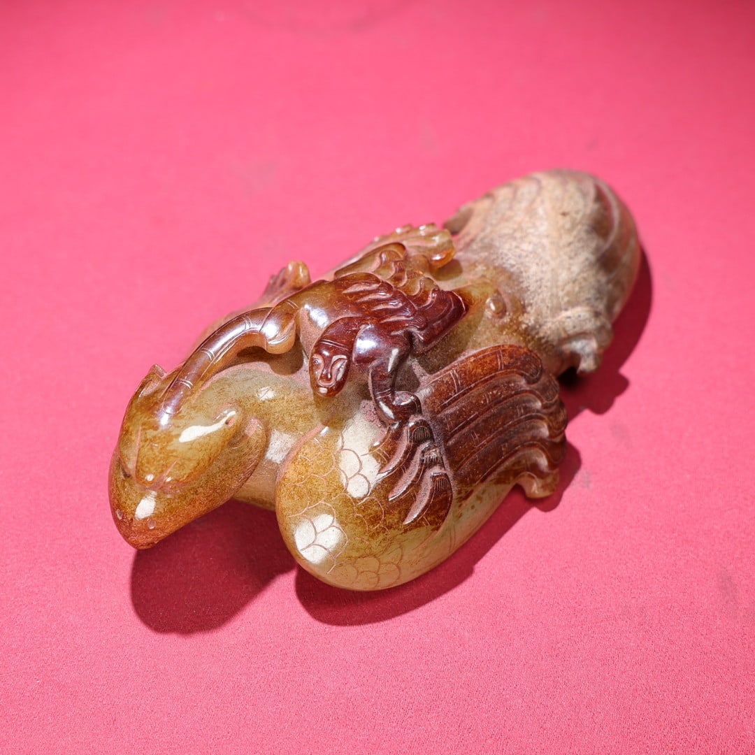 An Exquisite White Jade Phoenix Hand Piece - 8