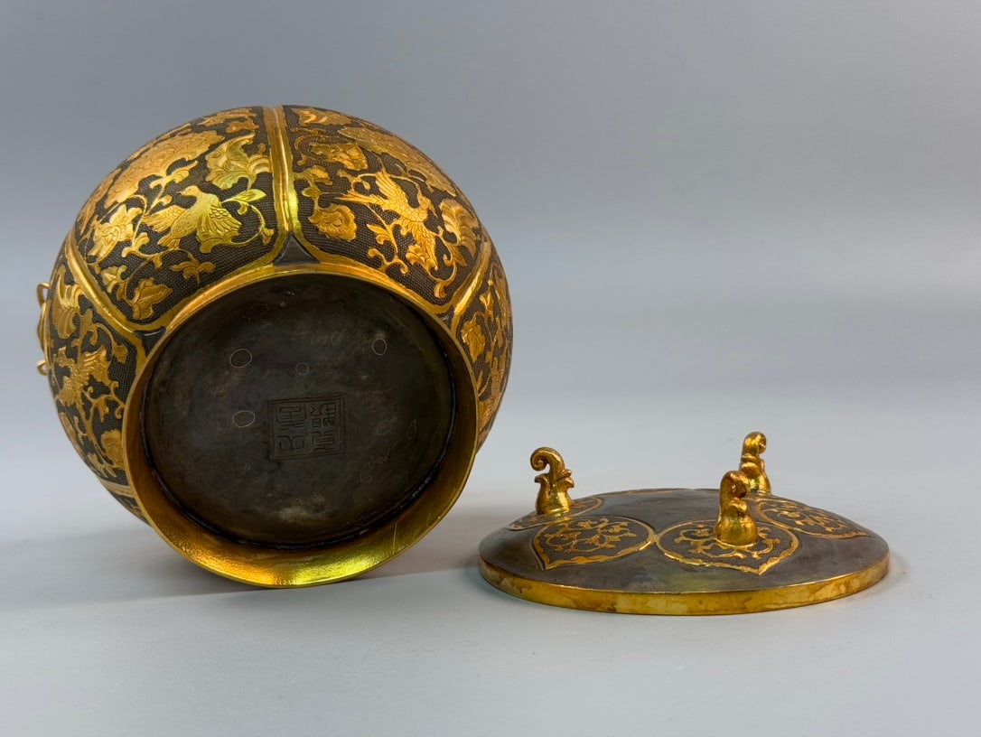 An Exquisite Gilt Bronze Lotus Pattern Ewer - 6