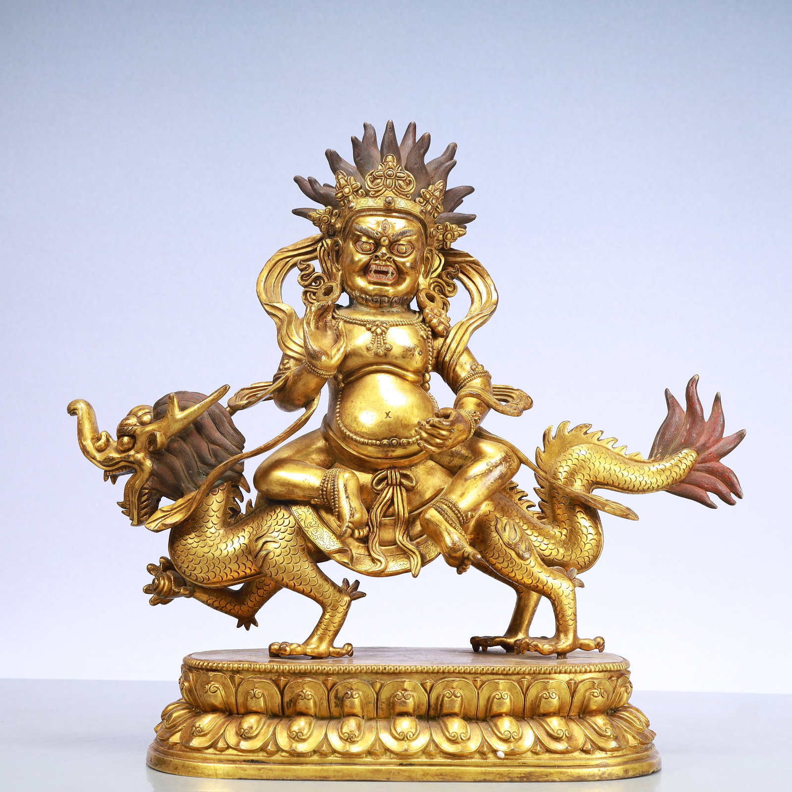 A Exquisite Gilt Bronze Statue of Mammon: A Exquisite Gilt Bronze Statue of Mammon Ming Dynasty, China Size:39cmx13cmx38.5cm Weight:11200g (The Dimensions Of All Batches Are Manually Measured.If You Need More Detailed Information, Please Cont