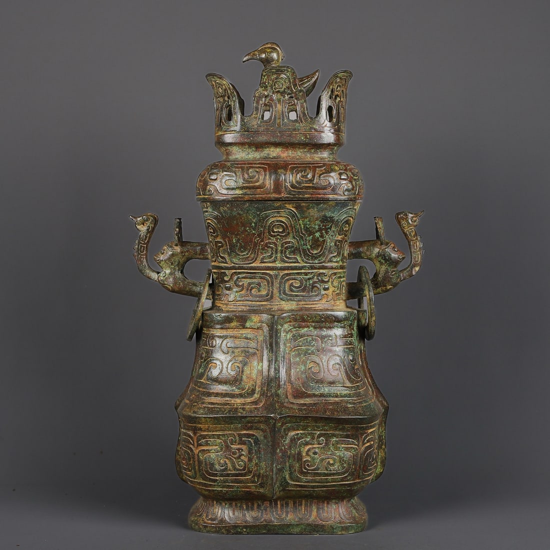 An Exquisite Bronze With Inscription Double-Ears Vase: An Exquisite Bronze With Inscription Double-Ears Vase W.Zhou , China Size:30cmx48cm Weight:6400g (The Dimensions Of All Batches Are Manually Measured.If You Need More Detailed Information, Please
