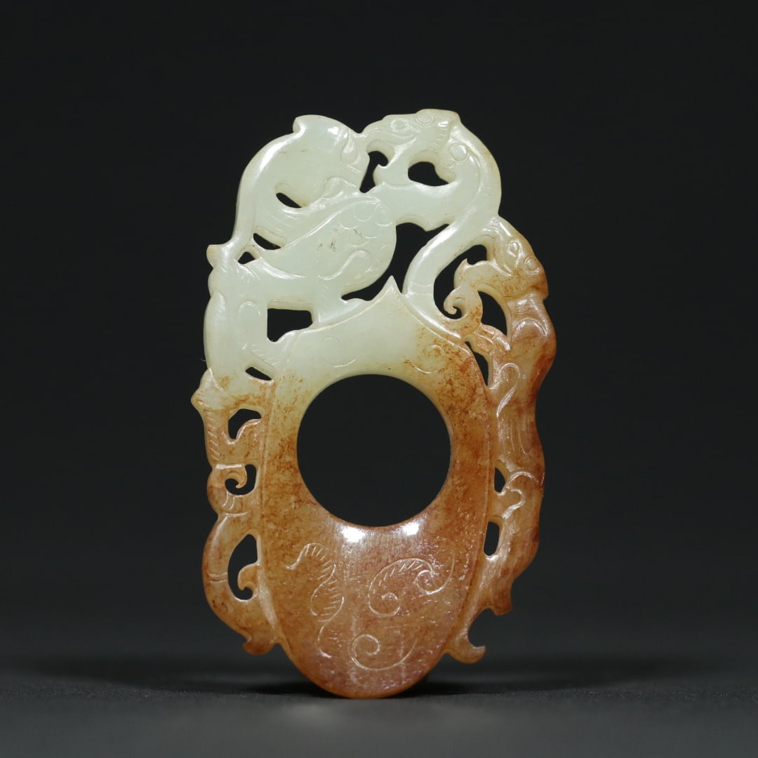 An Exquisite White Jade Dragon and Phoenix Pattern Pendant - 2