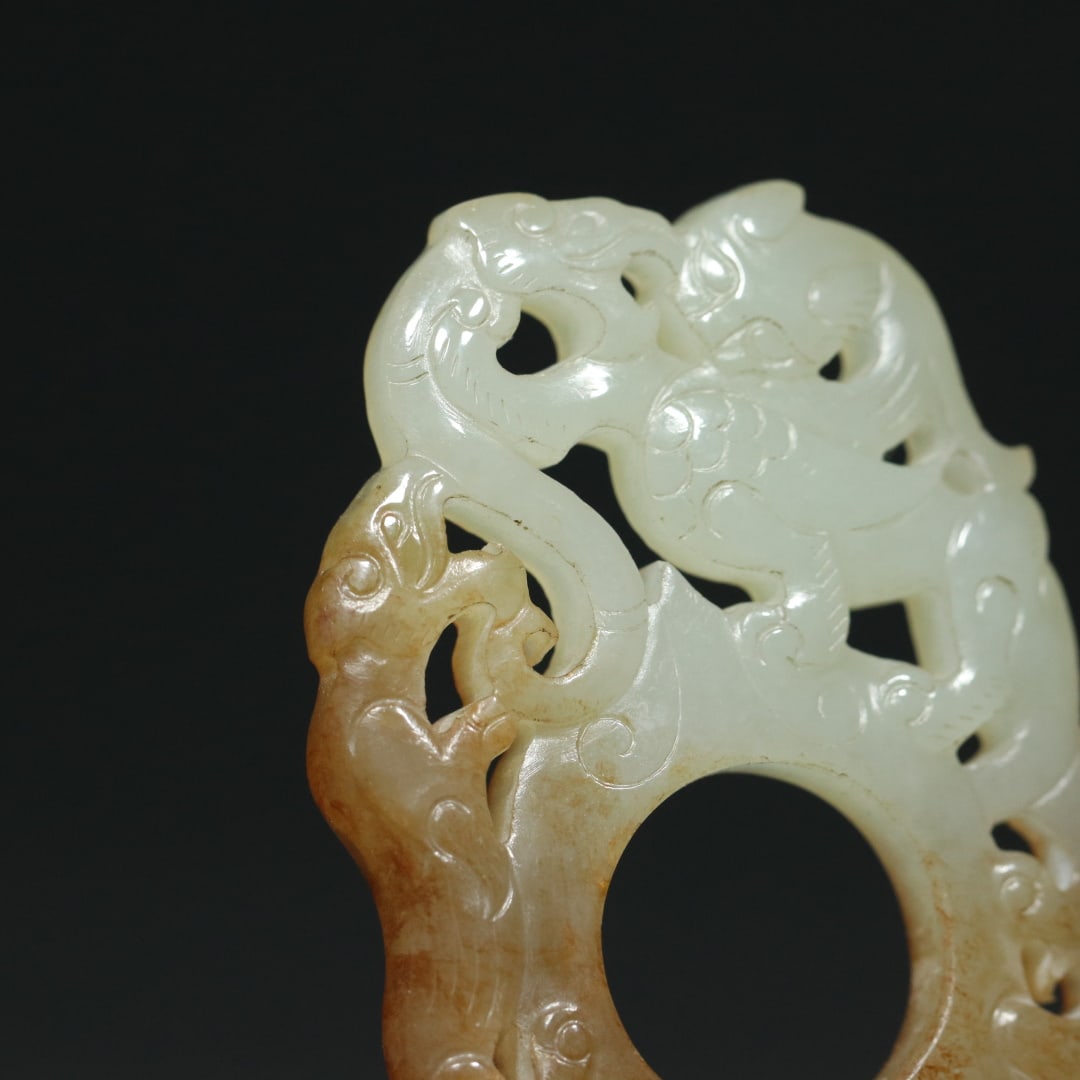 An Exquisite White Jade Dragon and Phoenix Pattern Pendant - 4