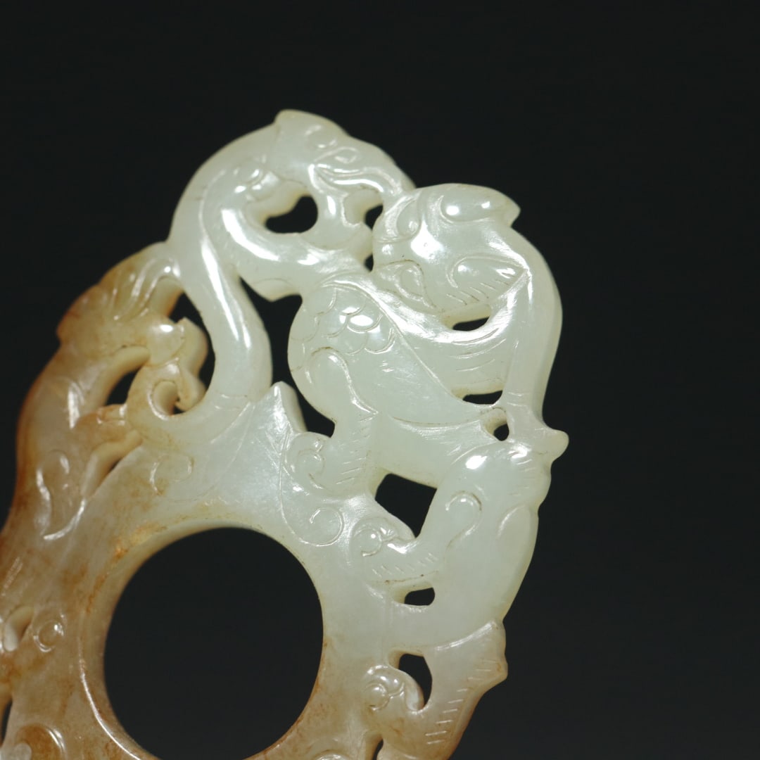 An Exquisite White Jade Dragon and Phoenix Pattern Pendant - 5