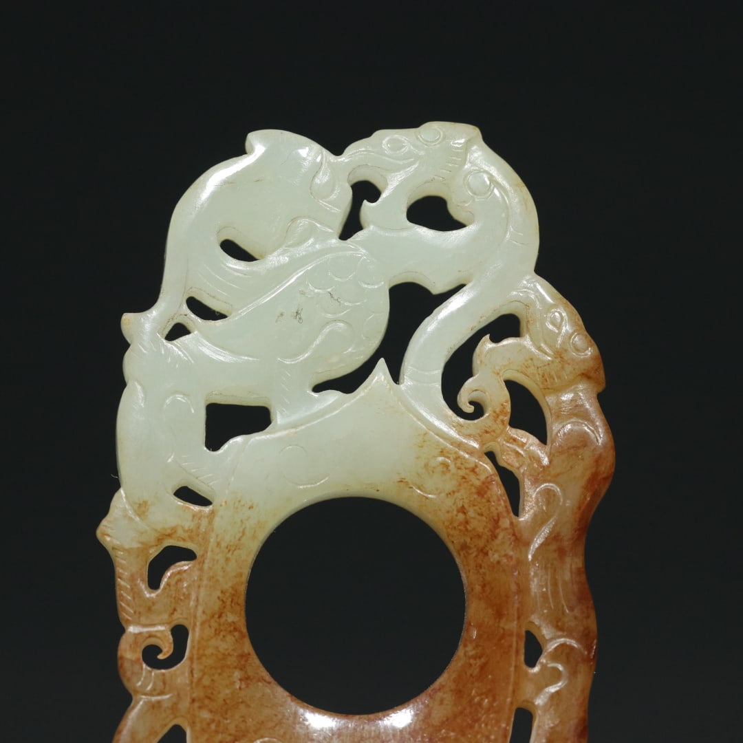 An Exquisite White Jade Dragon and Phoenix Pattern Pendant - 8