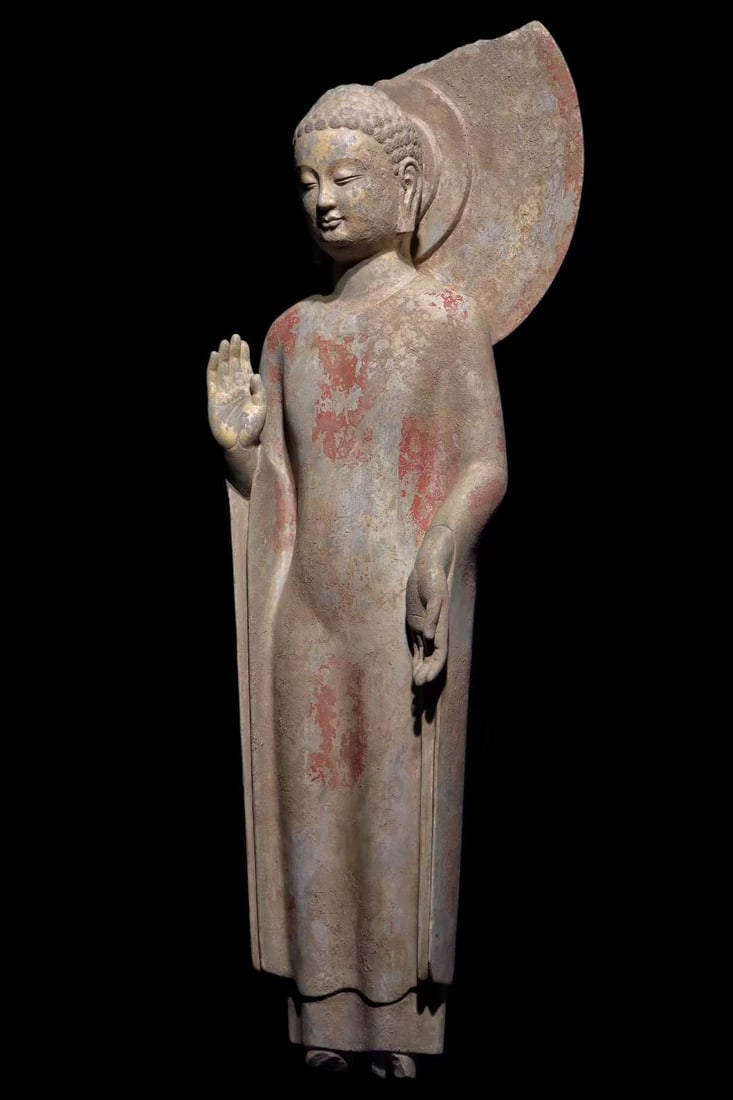 An Exquisite Limestone Painted Color Buddha Statue - 3