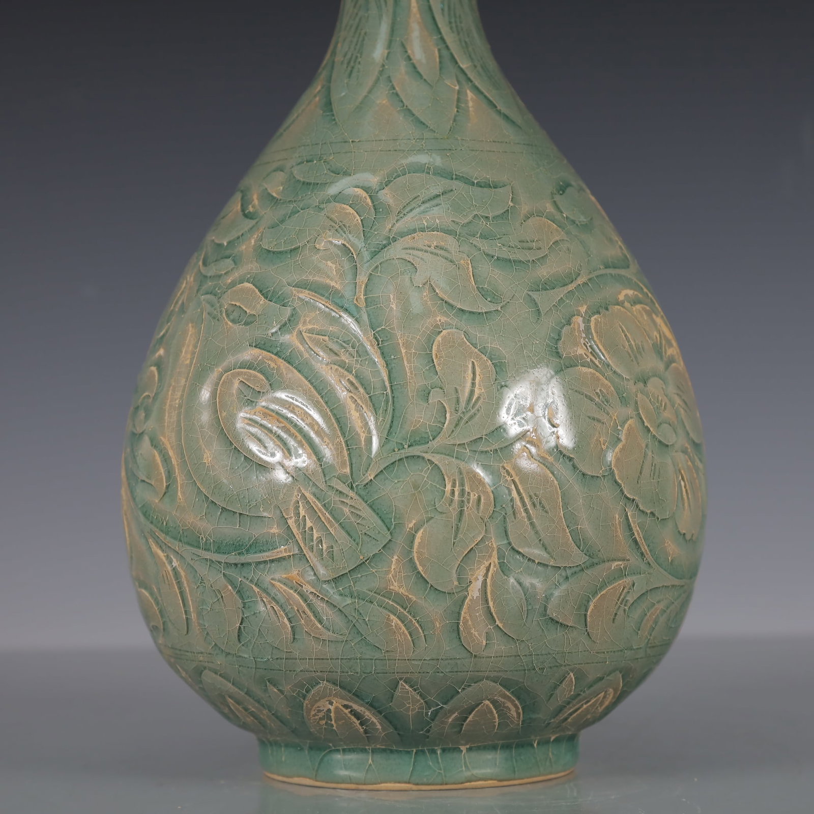 A Exquisite Yao zhou yao Flower Pattern Vase - 3