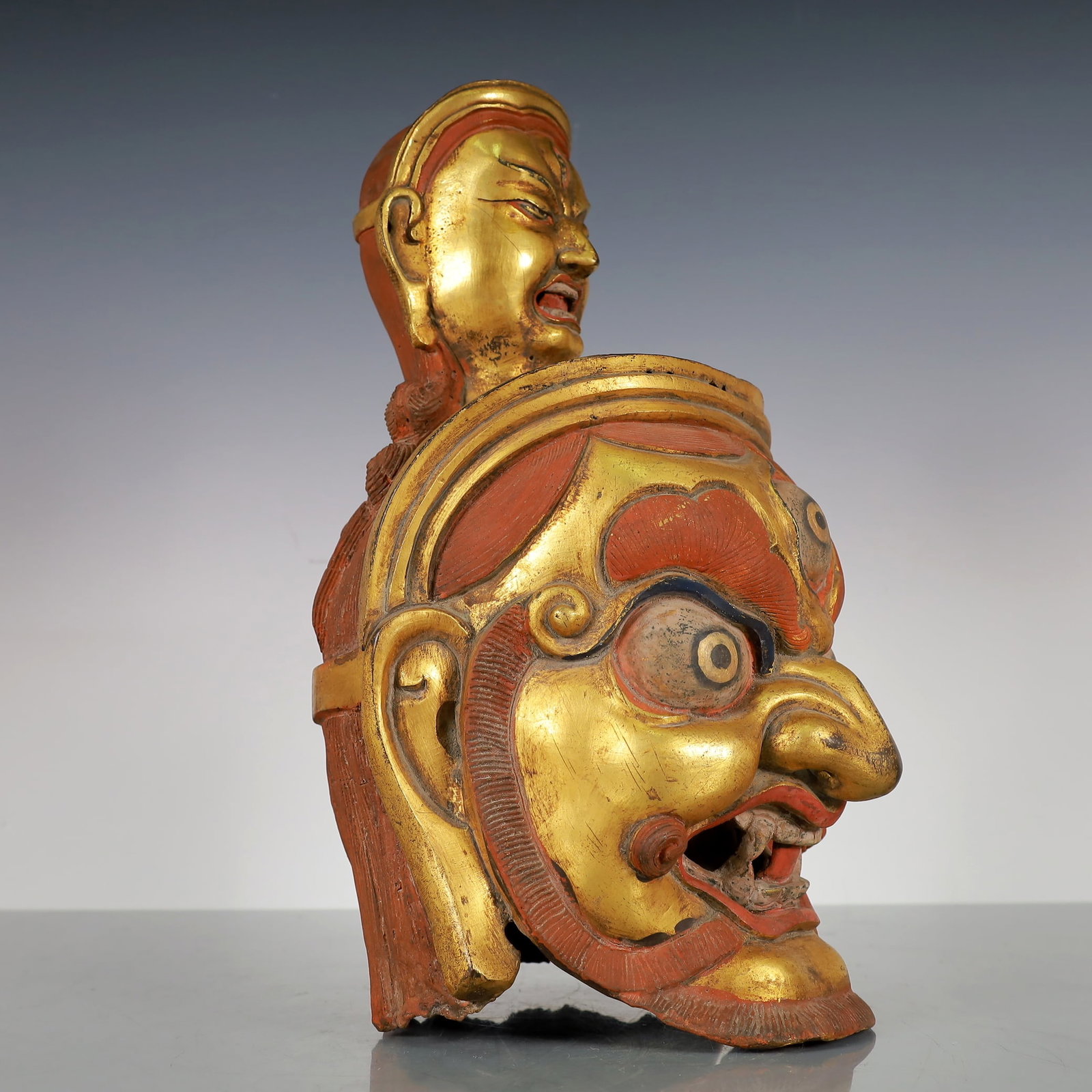A Exquisite Gilt Bronze Buddha head - 2