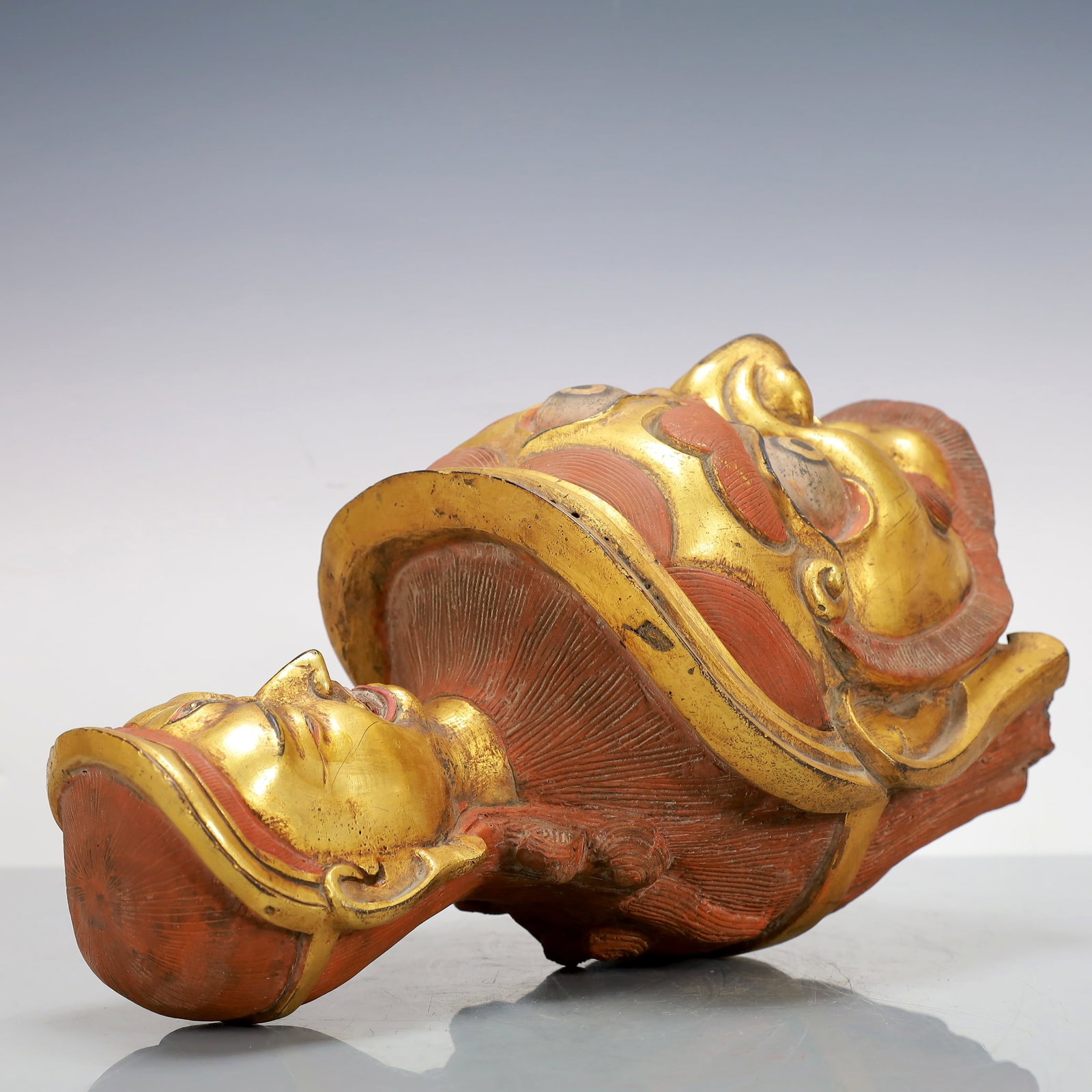 A Exquisite Gilt Bronze Buddha head - 5