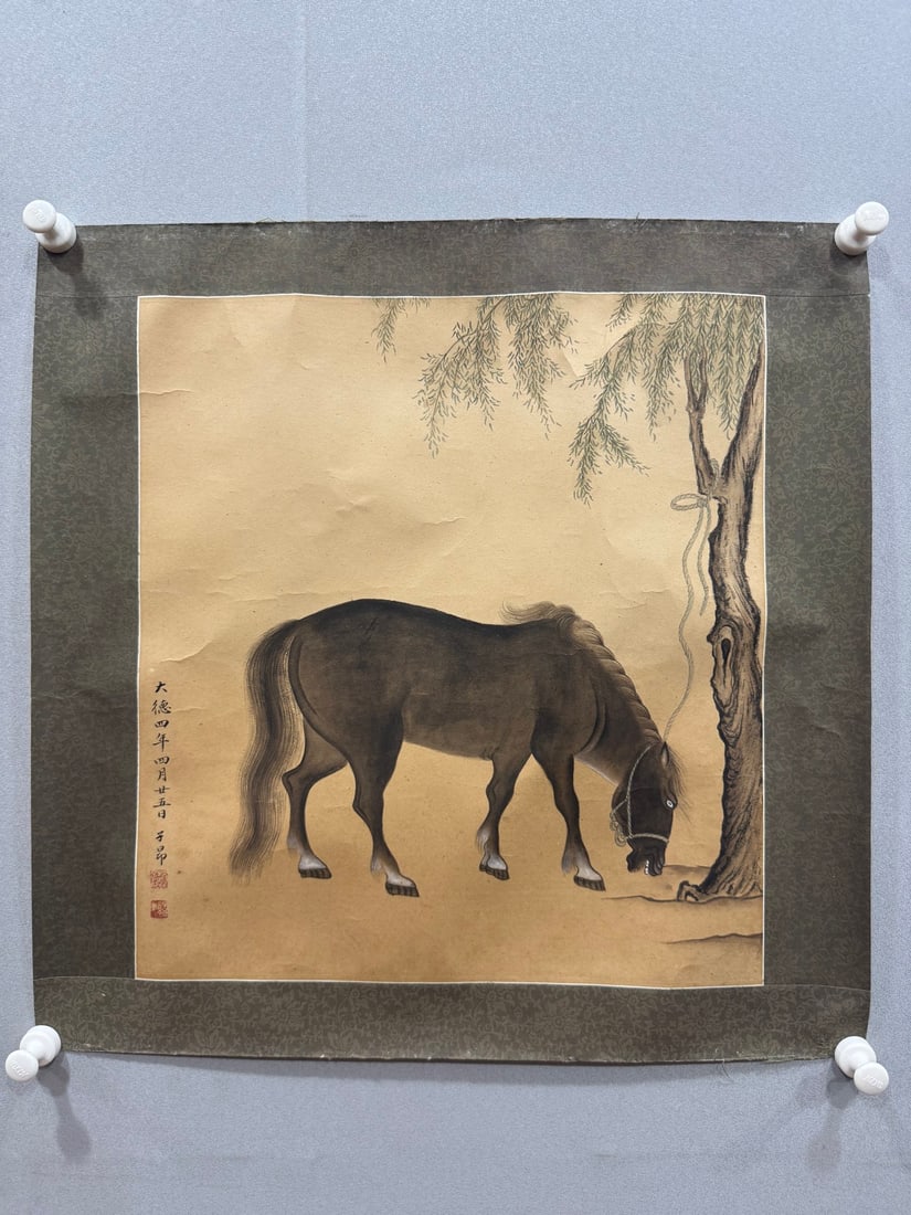 An Fabulous Chinese Ink Horse By Paper: An Fabulous Chinese Ink Horse By Paper Zhao mengfu Size:46cmx42cm (The Dimensions Of All Batches Are Manually Measured.If You Need More Detailed Information, Please Contact Our Customer Service