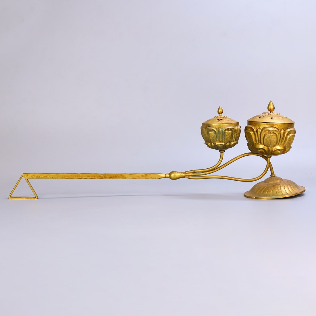 An Exquisite Gilt Bronze Censer: An Exquisite Gilt Bronze Censer Qing Dynasty, China Size:48cmx20cm Weight:1368g (The Dimensions Of All Batches Are Manually Measured.If You Need More Detailed Information, Please Contact Our Customer