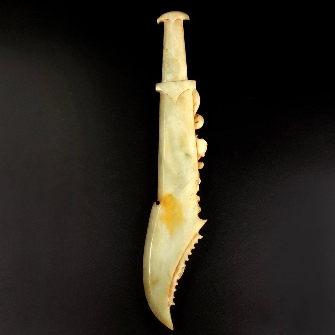 An Exquisite White Jade Dragon Pattern Sword Ornament - 5