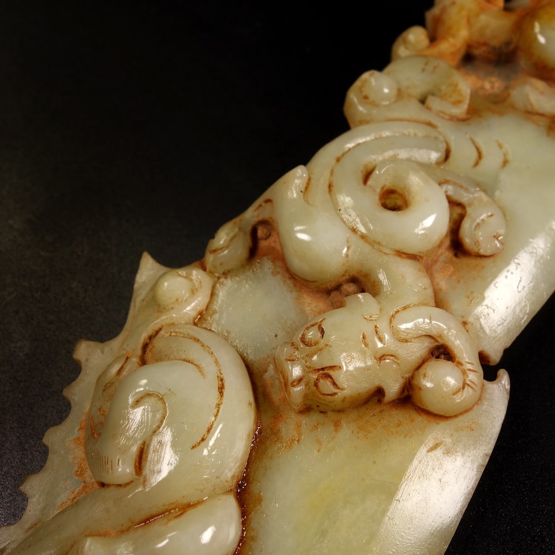 An Exquisite White Jade Dragon Pattern Sword Ornament - 8
