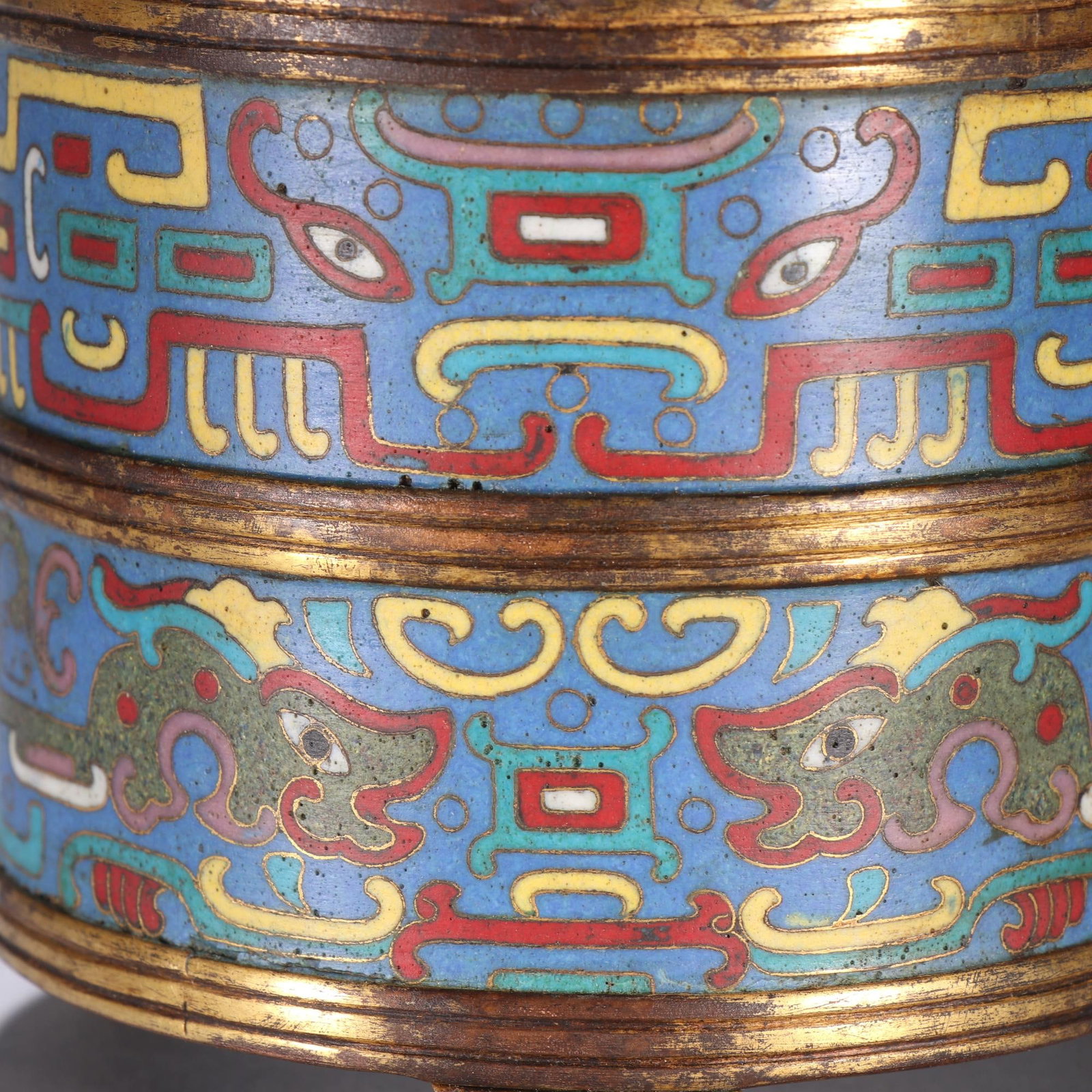 An Exquisite Cloisonne Dragon Pattern Beast-Face Pattern Tripod Censer - 2