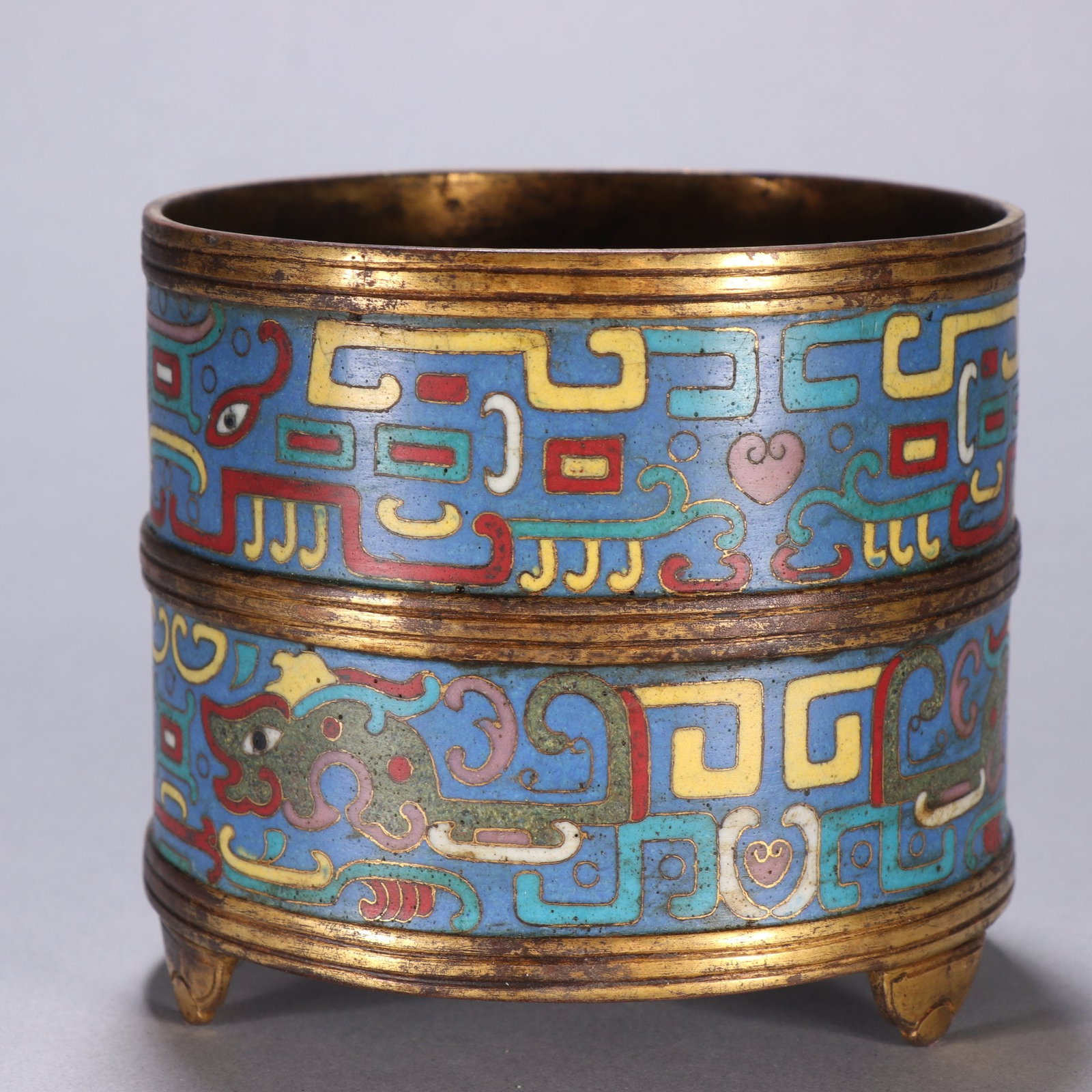 An Exquisite Cloisonne Dragon Pattern Beast-Face Pattern Tripod Censer - 3