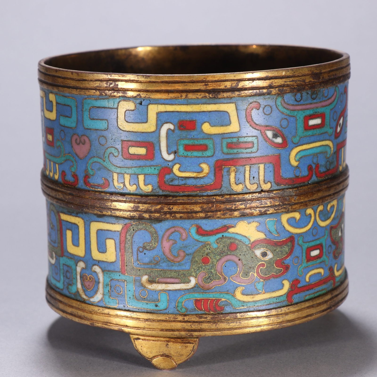 An Exquisite Cloisonne Dragon Pattern Beast-Face Pattern Tripod Censer - 5