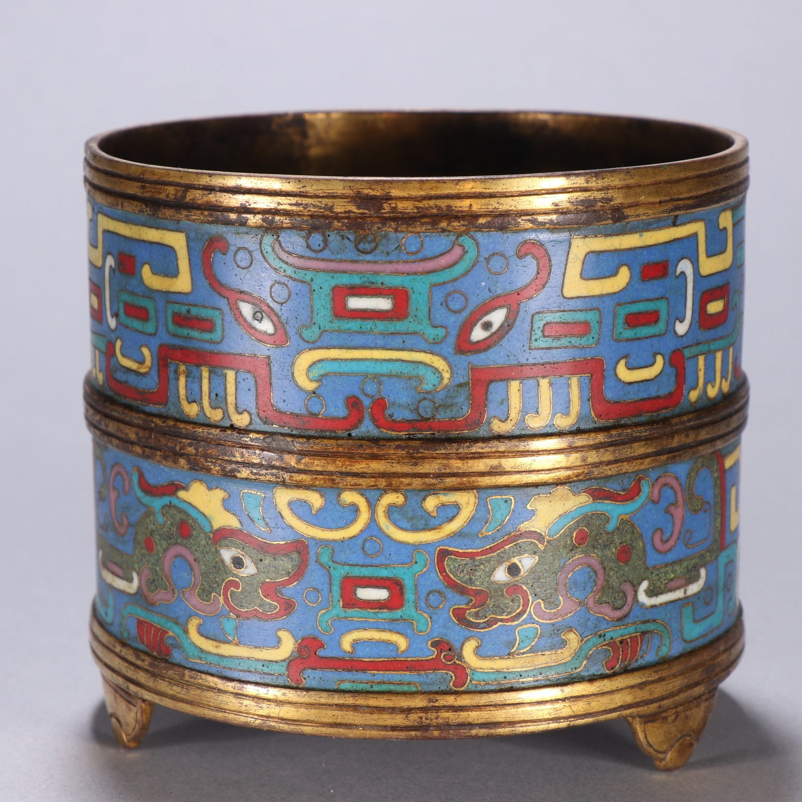 An Exquisite Cloisonne Dragon Pattern Beast-Face Pattern Tripod Censer - 7