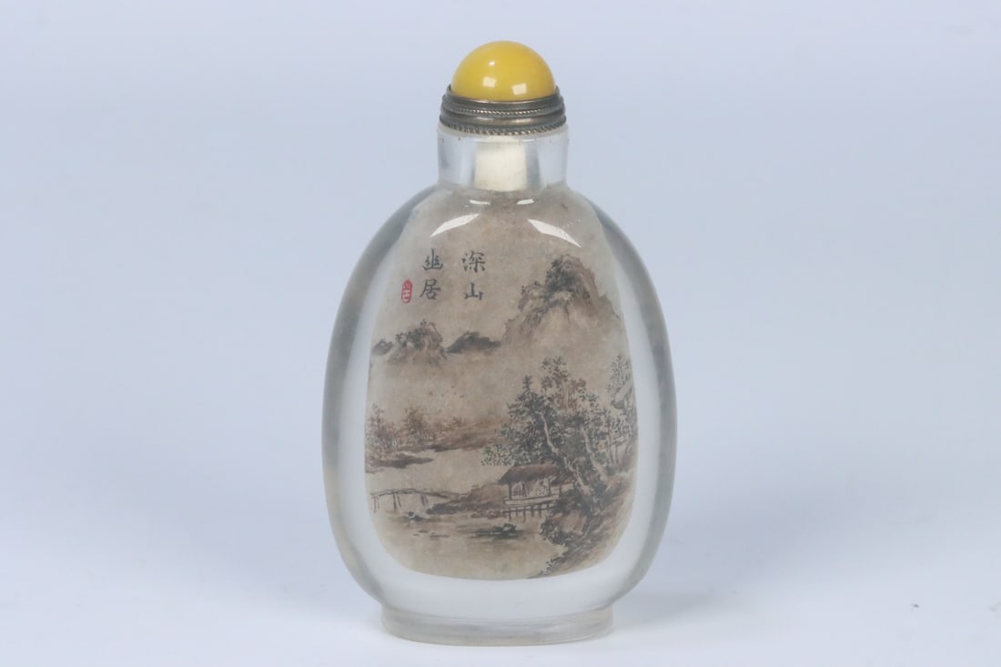 An Exquisite Crystal Painted Enamel Landscape Pattern Snuff Bottle - 3