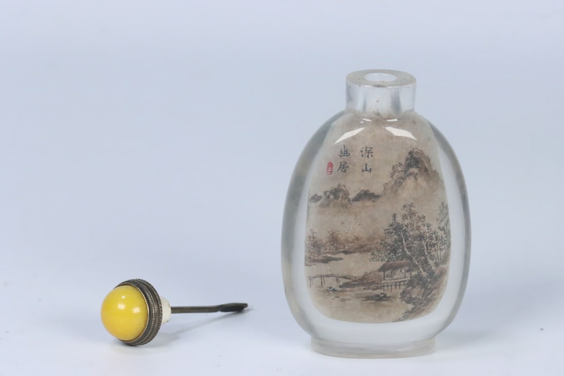 An Exquisite Crystal Painted Enamel Landscape Pattern Snuff Bottle - 4