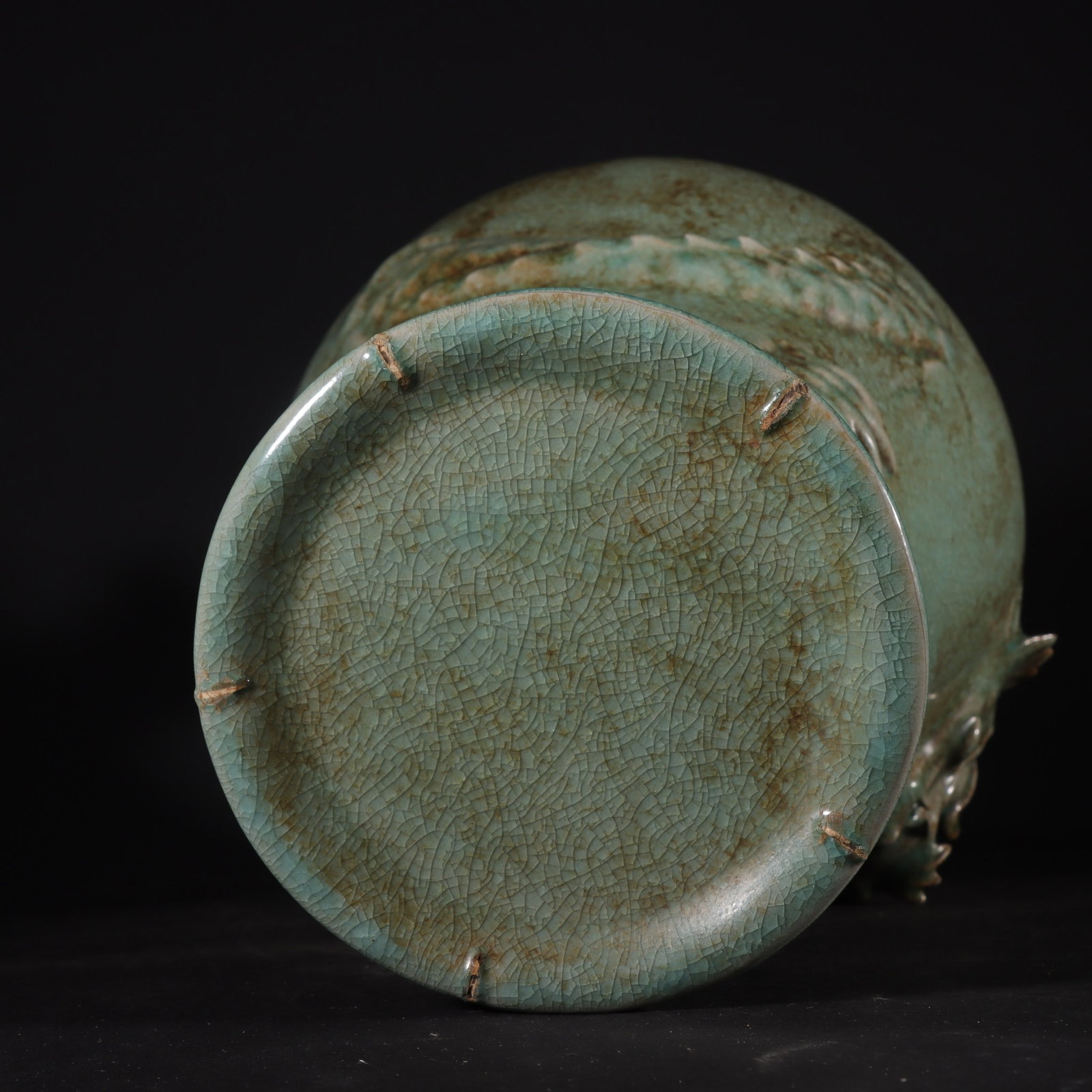An Exquisite Ru yao Celadon Glazed Dragon Pattern Vase - 9