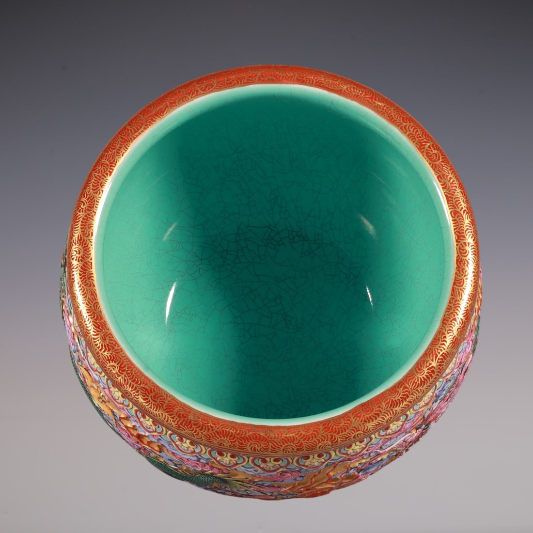 An Exquisite Enamel Dragon Pattern Brush Washer - 7