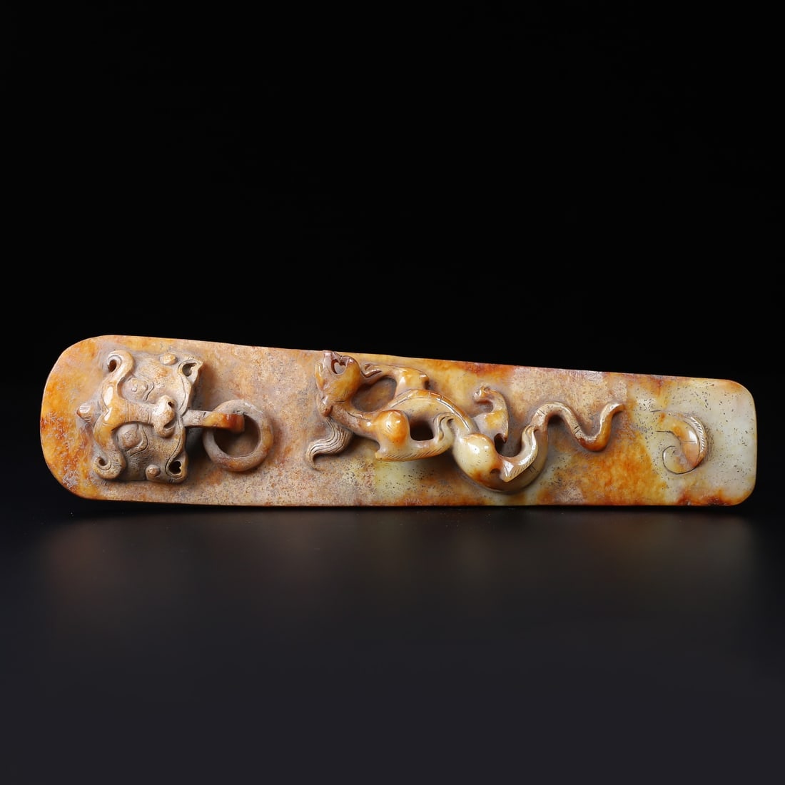 An Exquisite White Jade Chi-Dragon Pattern Beast-Face Pattern Ornament - 6