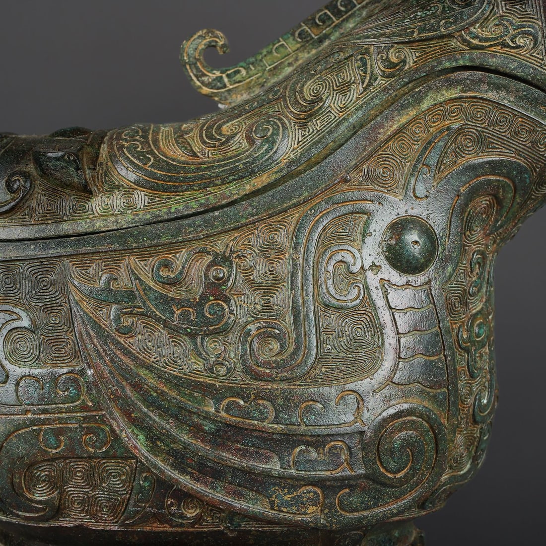 An Exquisite Bronze Phoenix Pattern Auspicious Beast-Shaped Cup - 3