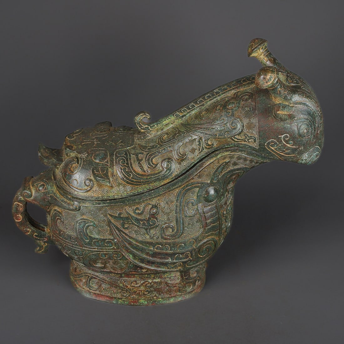 An Exquisite Bronze Phoenix Pattern Auspicious Beast-Shaped Cup - 4