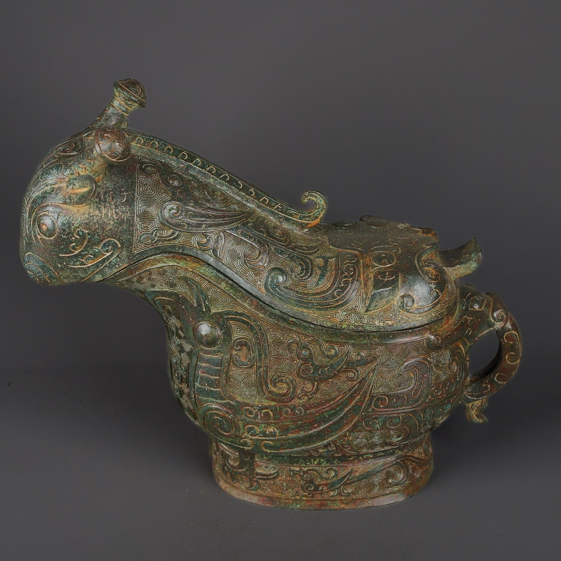 An Exquisite Bronze Phoenix Pattern Auspicious Beast-Shaped Cup - 7