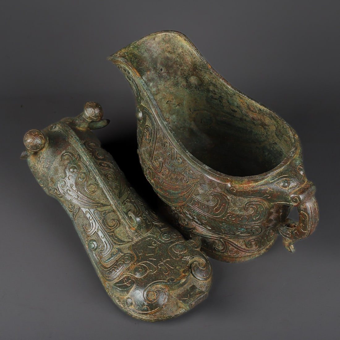 An Exquisite Bronze Phoenix Pattern Auspicious Beast-Shaped Cup - 8