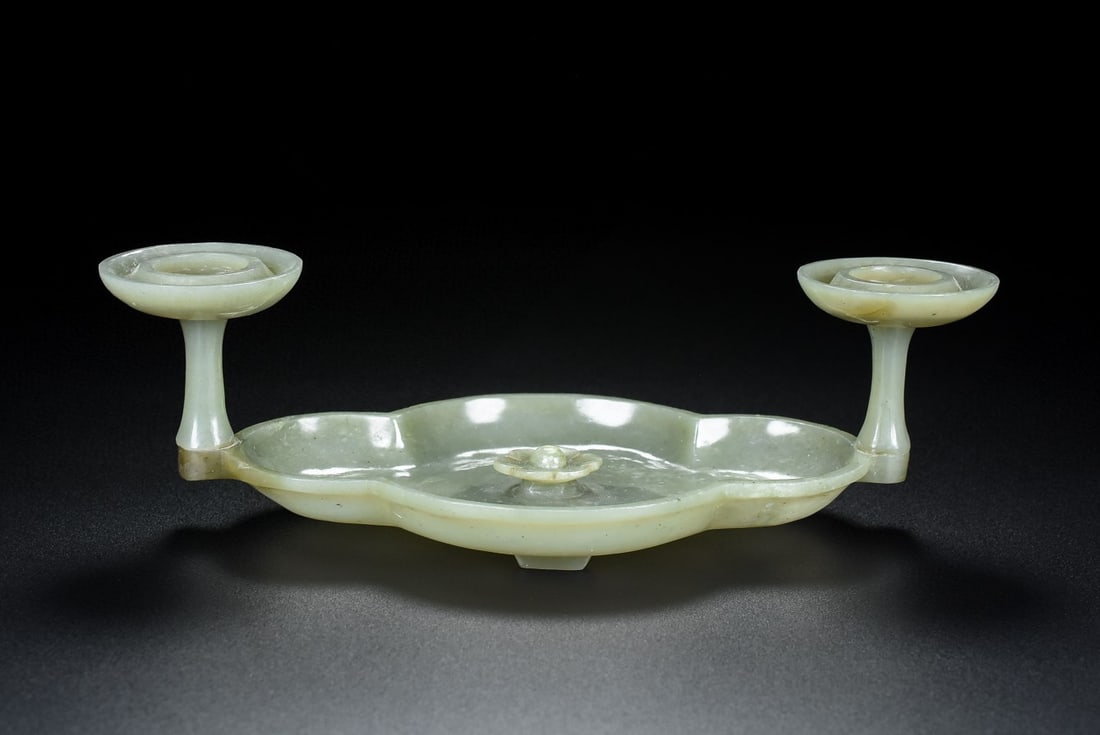 An Exquisite White Jade Candlestick - 6