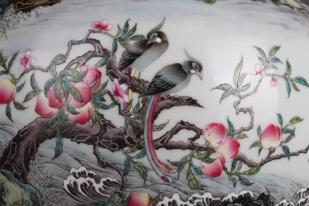 A Qingqilong rouge red ground famille rose double vase featuring poetry and prose of Fushan and - 3