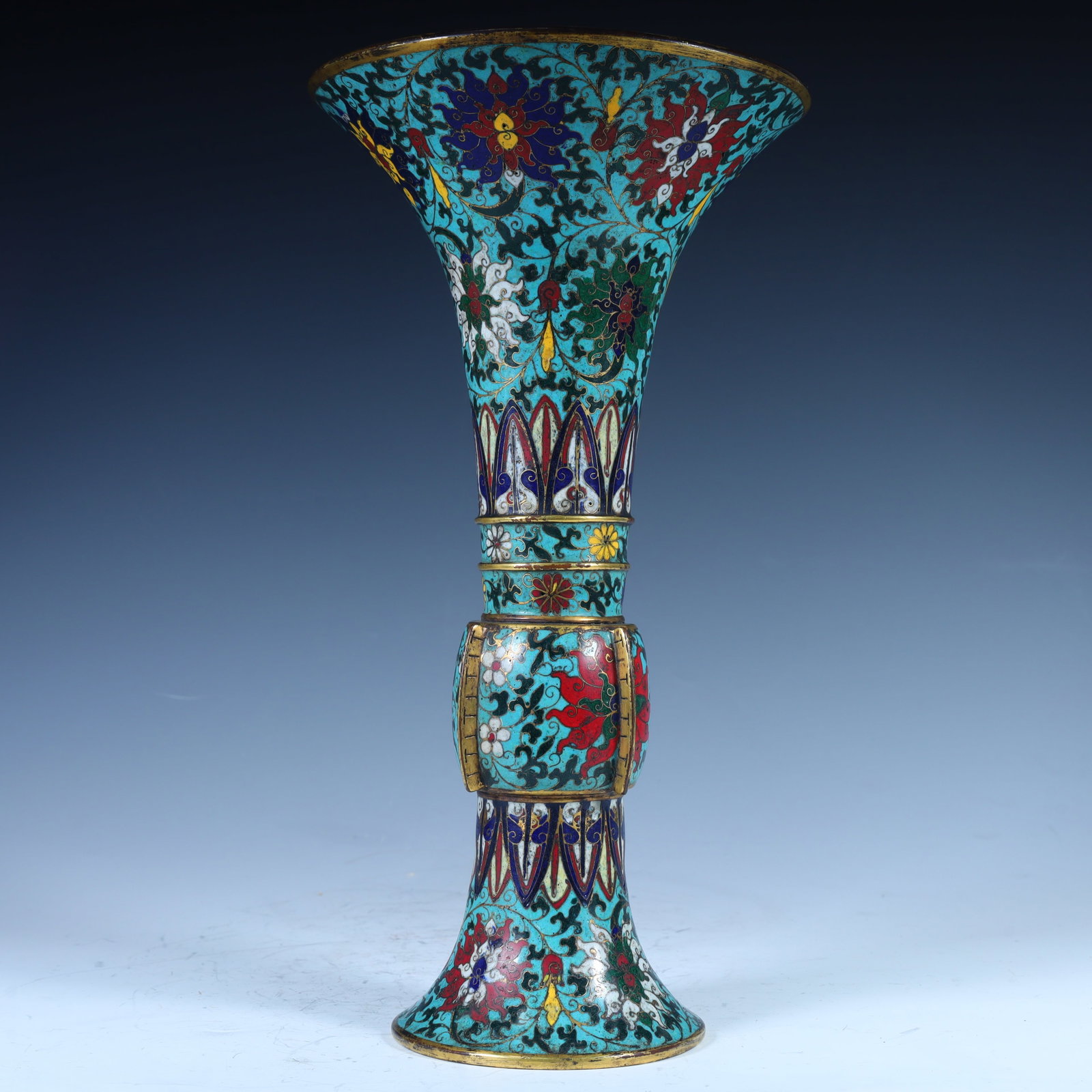 A Qing Dynasty cloisonne cloisonne enamel flower goblet - 4