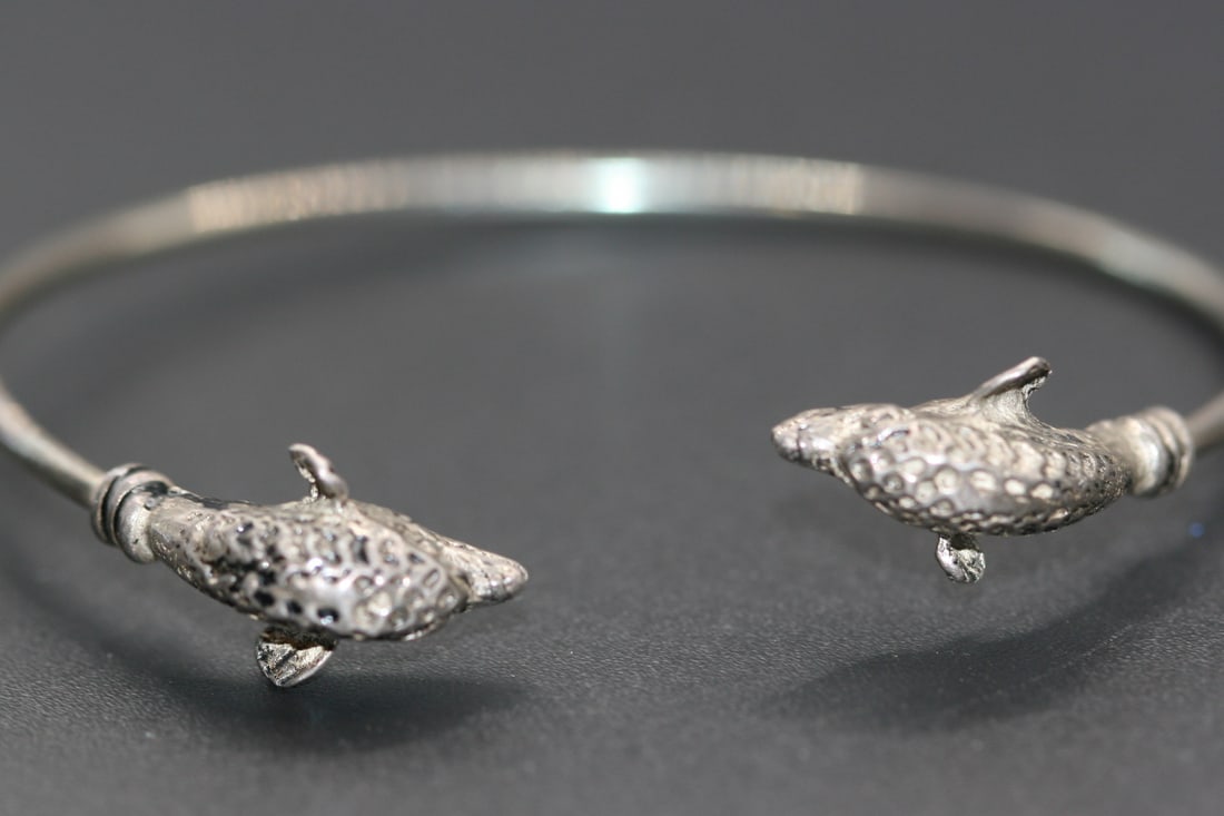Dolphin 1960's Bracelet Sterling Silver 925 vintage one size   .lot#400 (1 of 3)