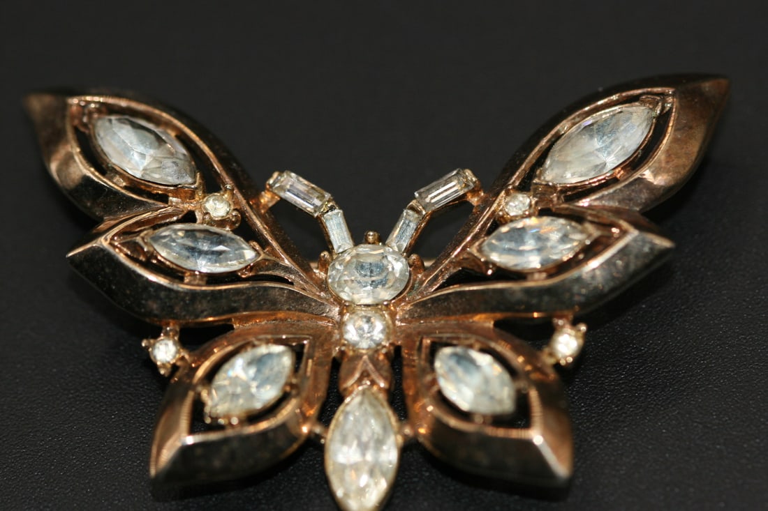 Trifari Butterfly Rhinestone Brooch Pin Signed Vintage .Lot#1 (1 of 3)