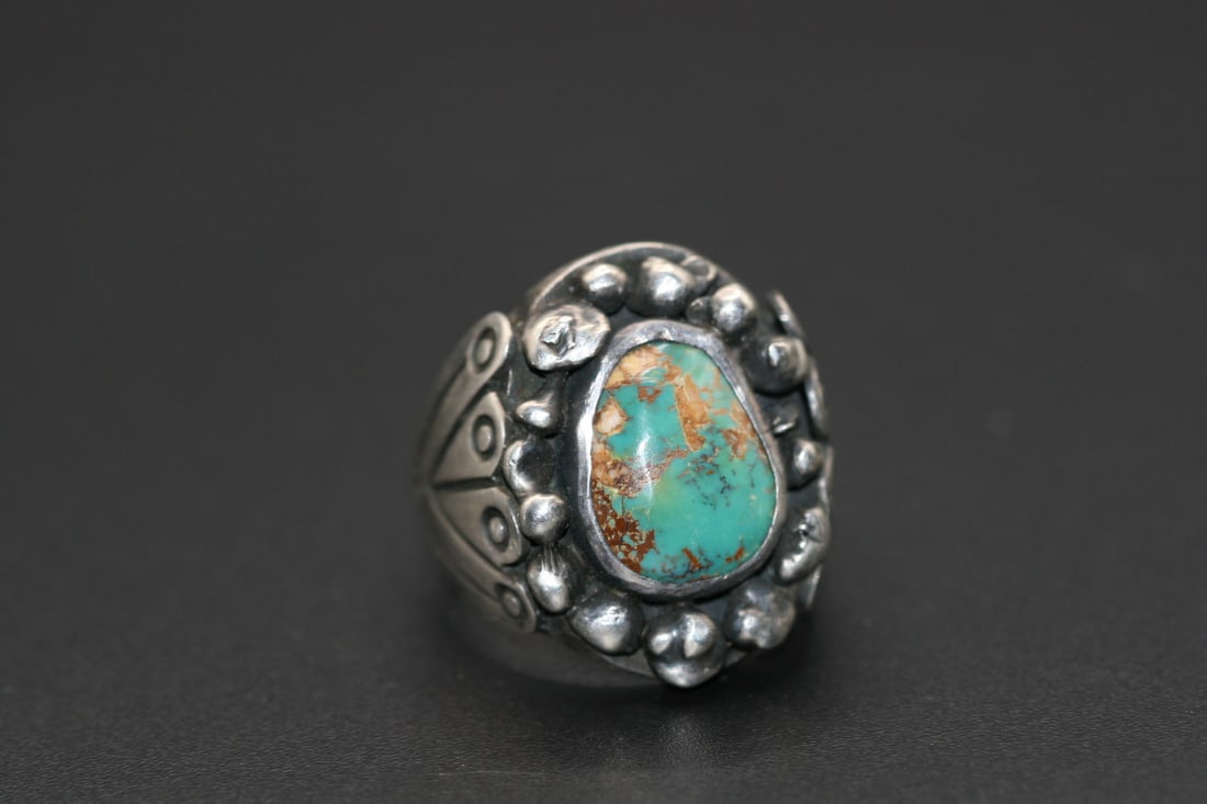 Navajo Sterling Silver 925 Turquoise Massive Ring Vintage Size 11   .Lot#14 (1 of 5)