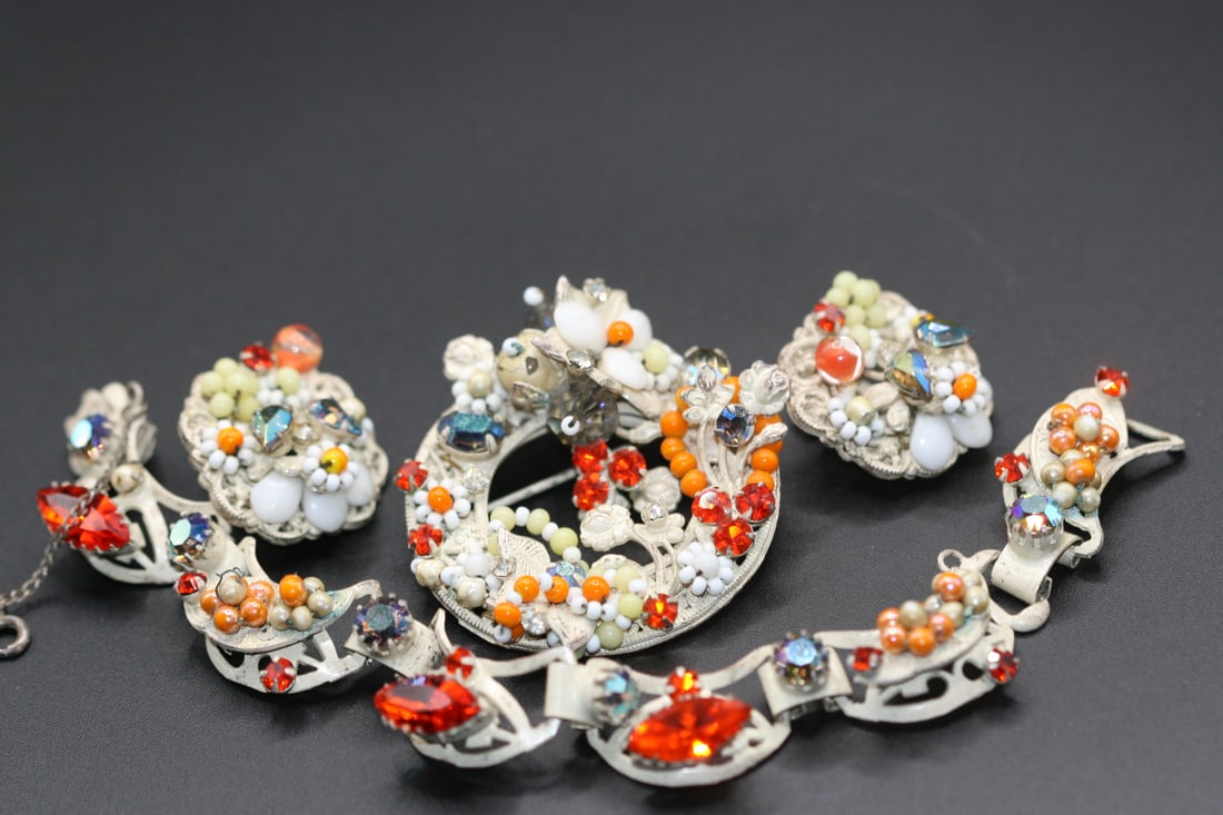 Original by Robert Parure Brooch Earrings Bracelet Signed Vintage  .Lot#25 (1 of 10)