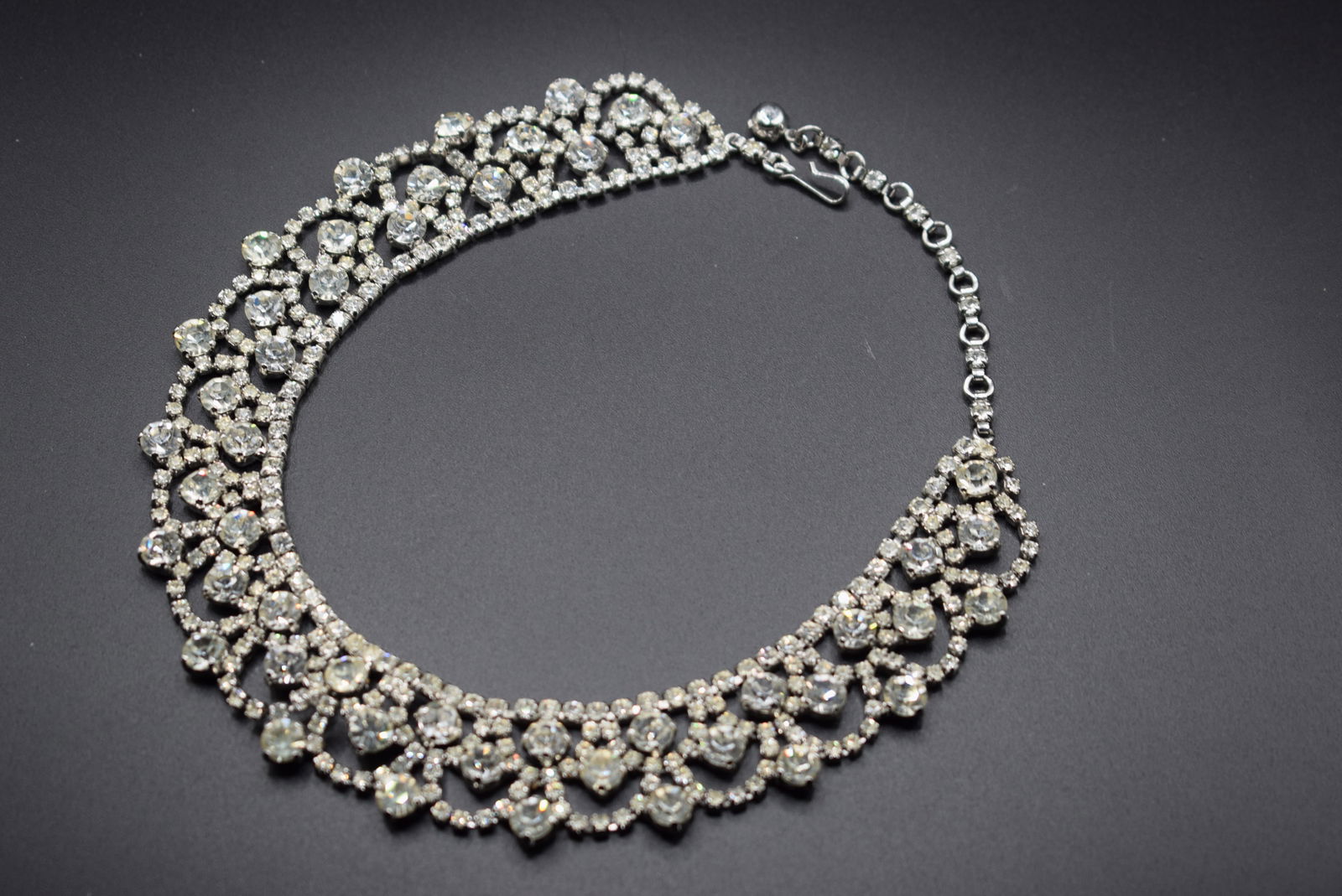 Sherman Ice Rhinestone Bib Necklace Vintage Signed    .Lot#143 (1 of 6)