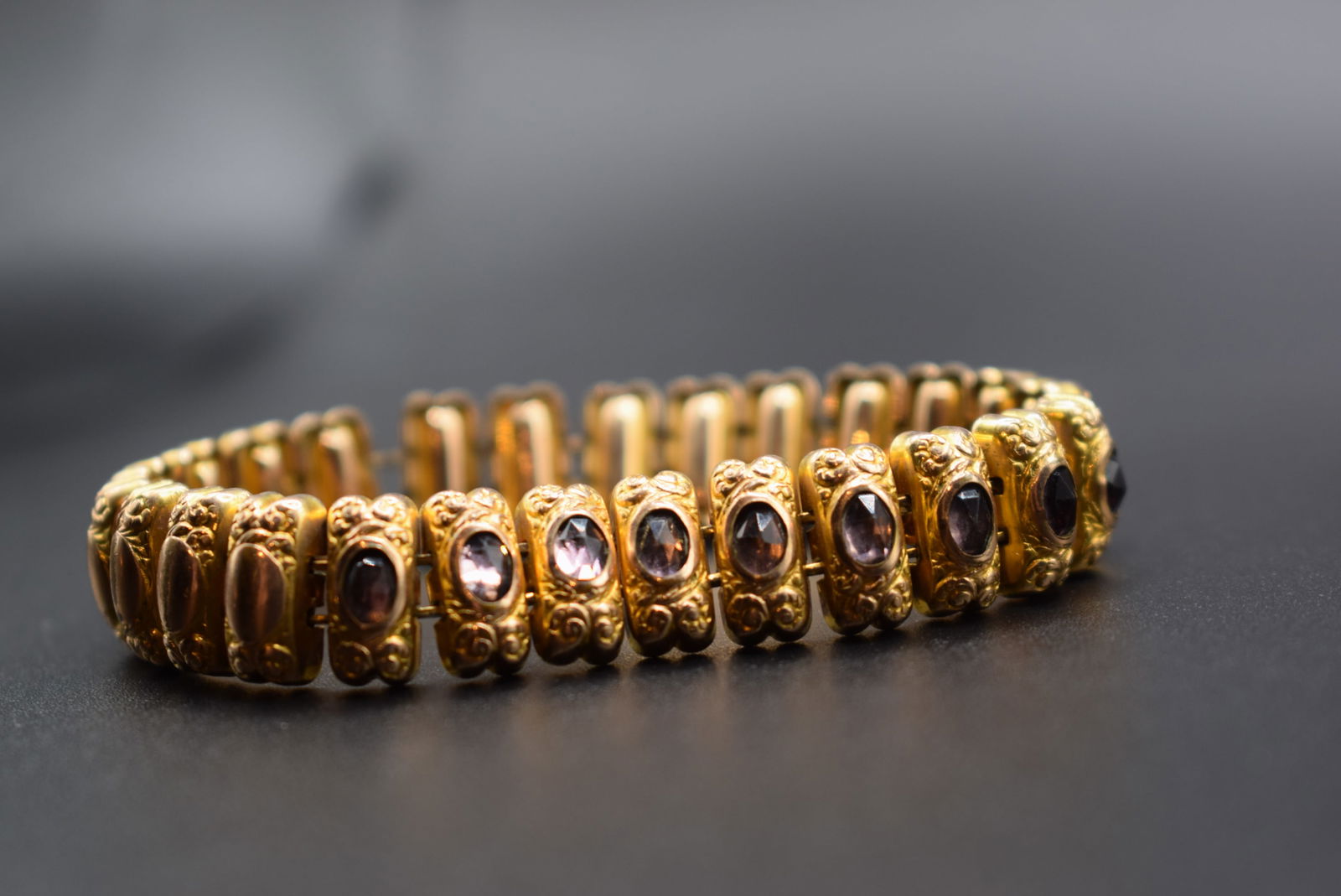 Edwardian Rolled Gold Filled stretch amethyst bracelet vintage     .Lot#156 (1 of 5)