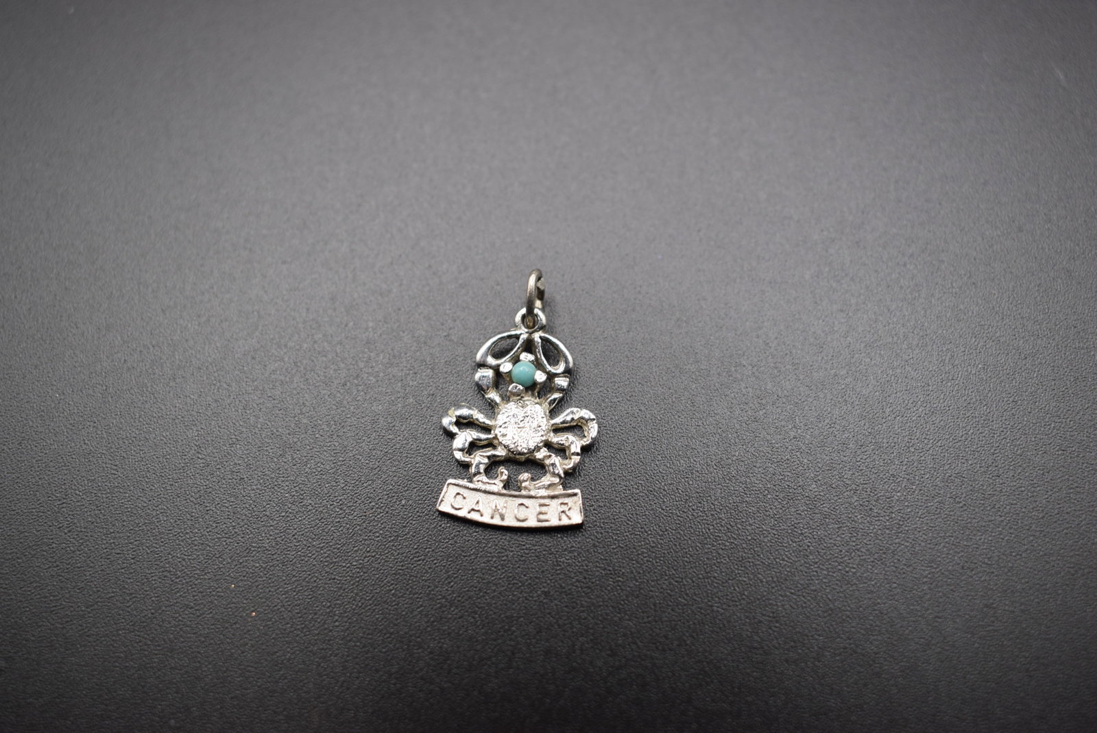 Cancer Zodiac charm Pendant sterling Silver 925 turquoise bead .Lot#157: Cancer Zodiac charm Pendant sterling Silver 925 turquoise bead 7/8" x 1/2" stamped on back ster