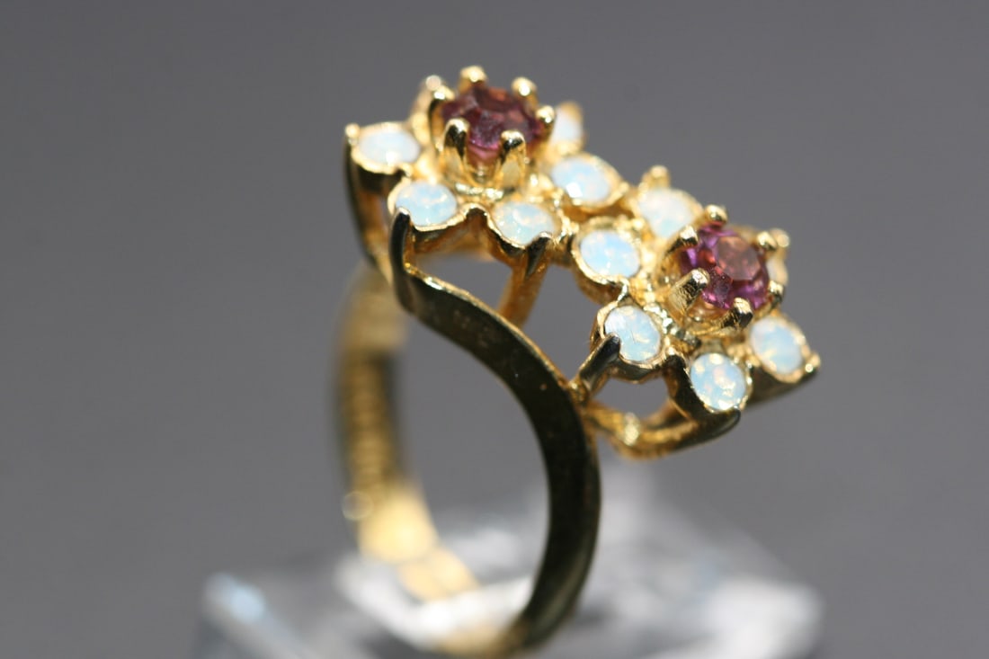 18K Gold Filled Cocktail Ring Size 6.5   .Lot#210 (1 of 4)