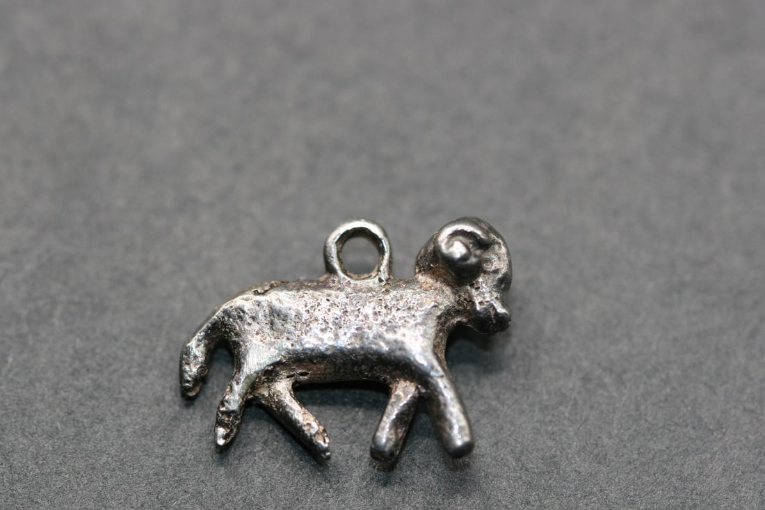 Ram Charm Silver Animal Character .Lot#297: Ram Charm Silver Animal Character unsigned measures 5/8" x 1/2"