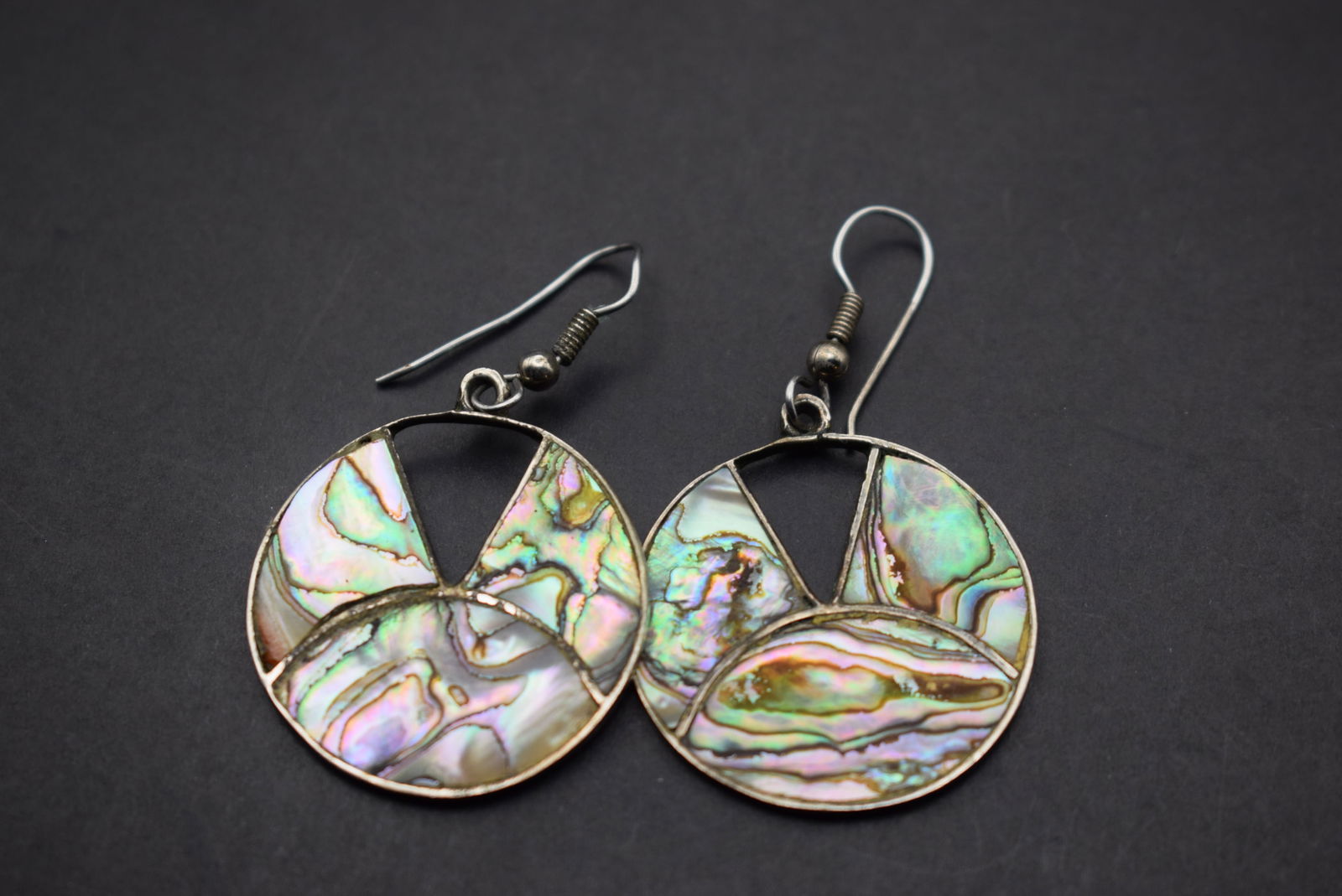 Mexico Alpaca Pierced earrings Abalone Vintage Lot 349 (1 of 3)