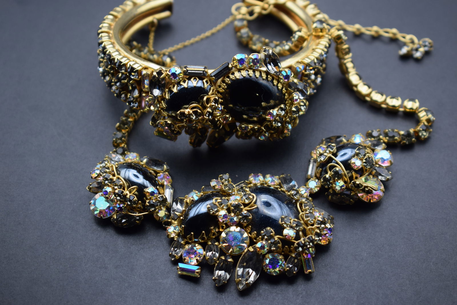 Bracelet Necklace Set Decatant Rhinestone 50's Lot 371 (1 of 5)