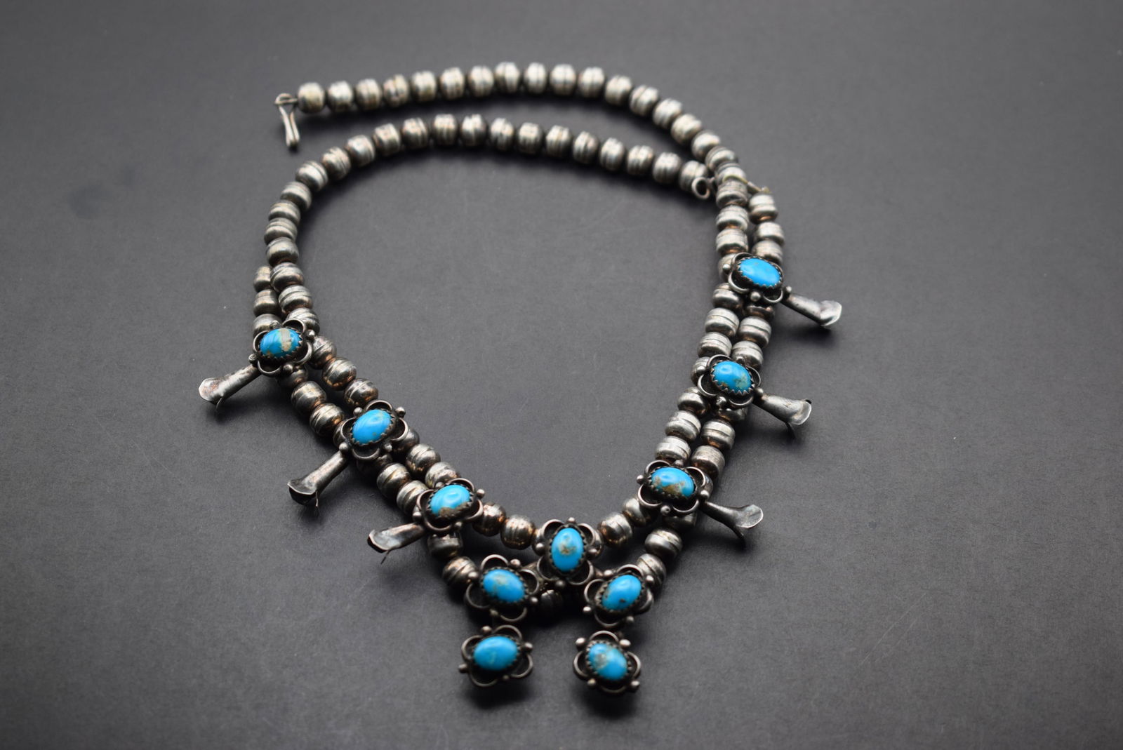 Squash Blossom Turquoise Vintage Sterling Necklace Navajo Lot 394 (1 of 4)