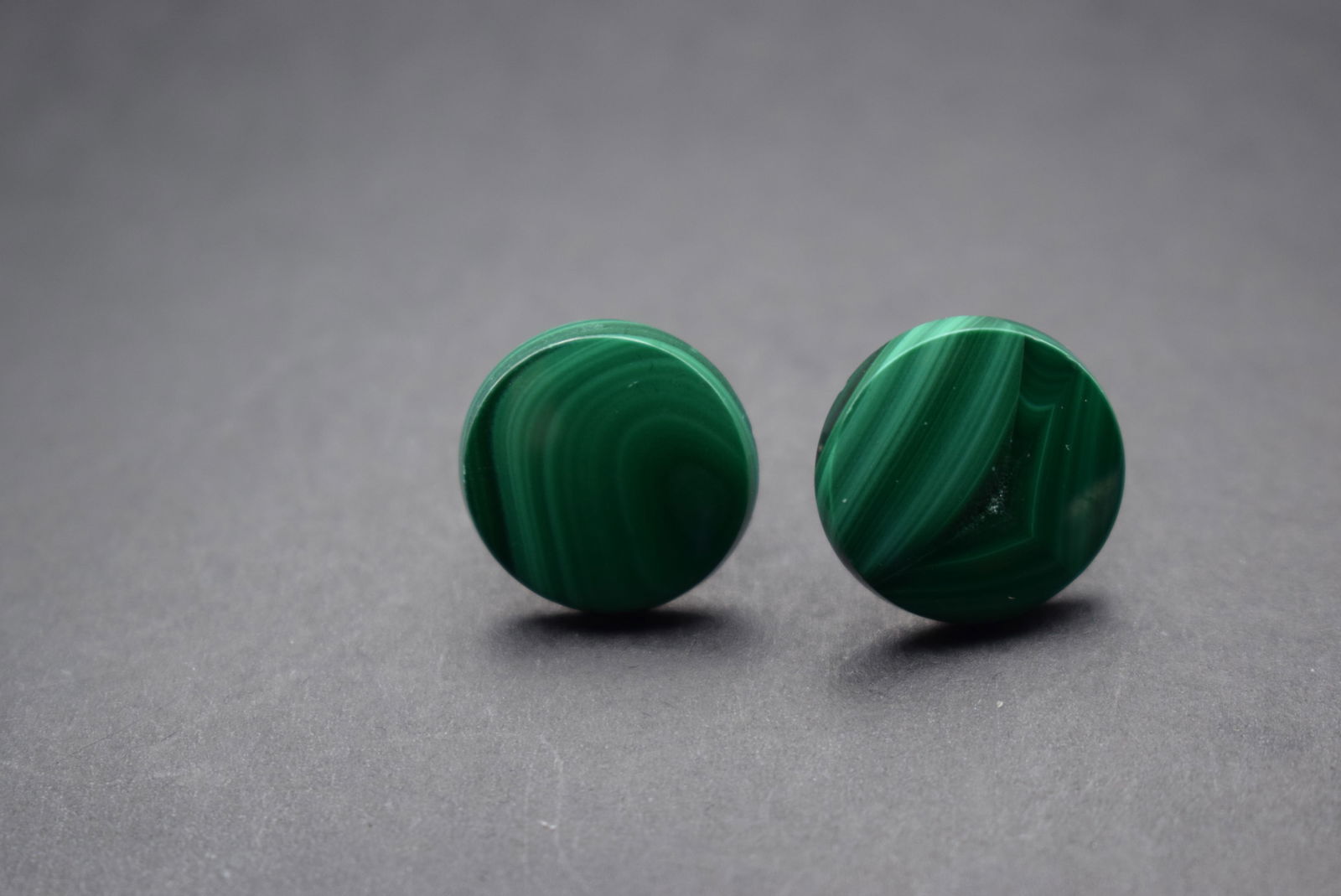 Malachite Genuine Button Stud Pierced Earrings 15mm Lot 427: Malachite Genuine Button Stud Pierced Earrings 15mm