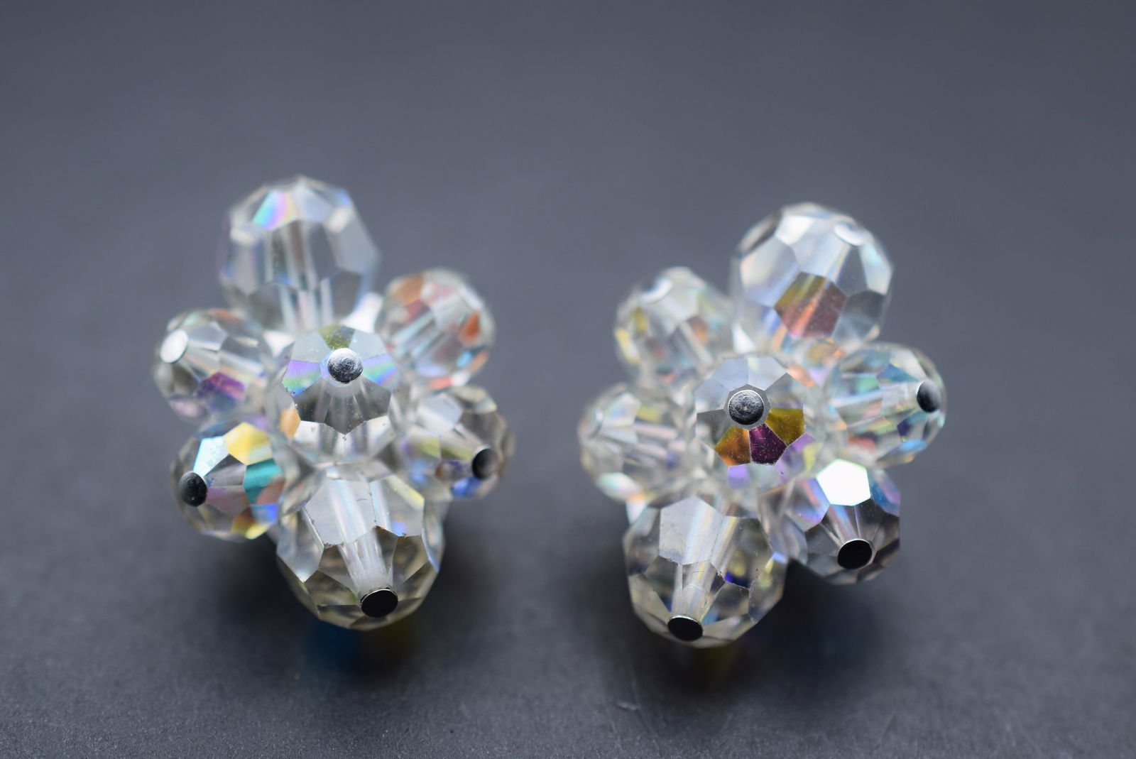 Sherman Signed Crystal Clip Earrings 1950's Lot 553 (1 of 2)