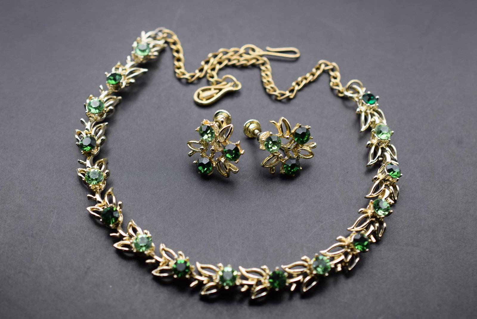 Rhinestone Necklace Earrings Set 1940's Necklace Lot 556 (1 of 6)