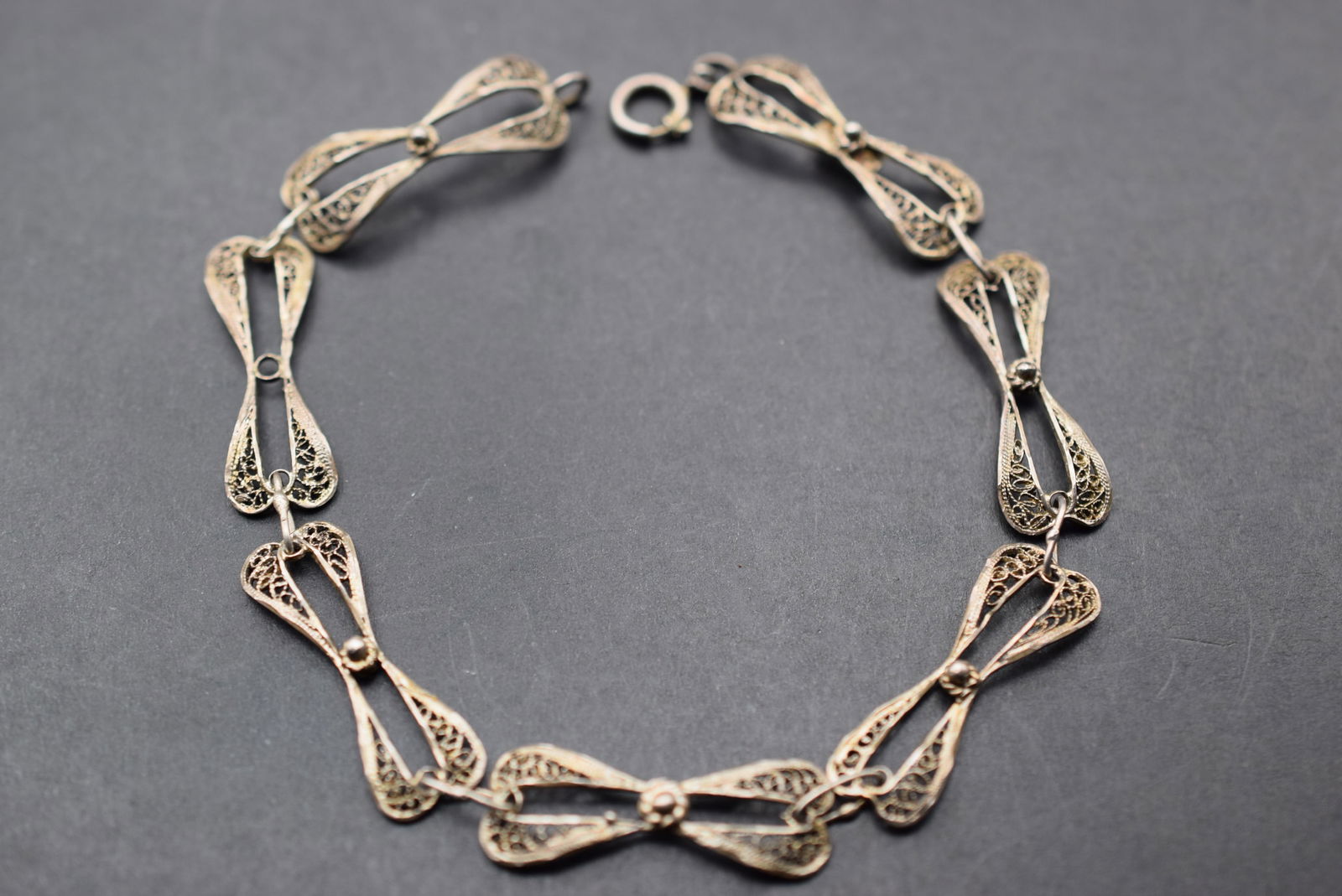 Filigree Sterling Vintage Bracelet Vintage Signed WFS Lot 588: Filigree Sterling Vintage Bracelet Vintage Signed WFS Sterling and measures 7 1/2" x 3/8" weighs 4.17 grams